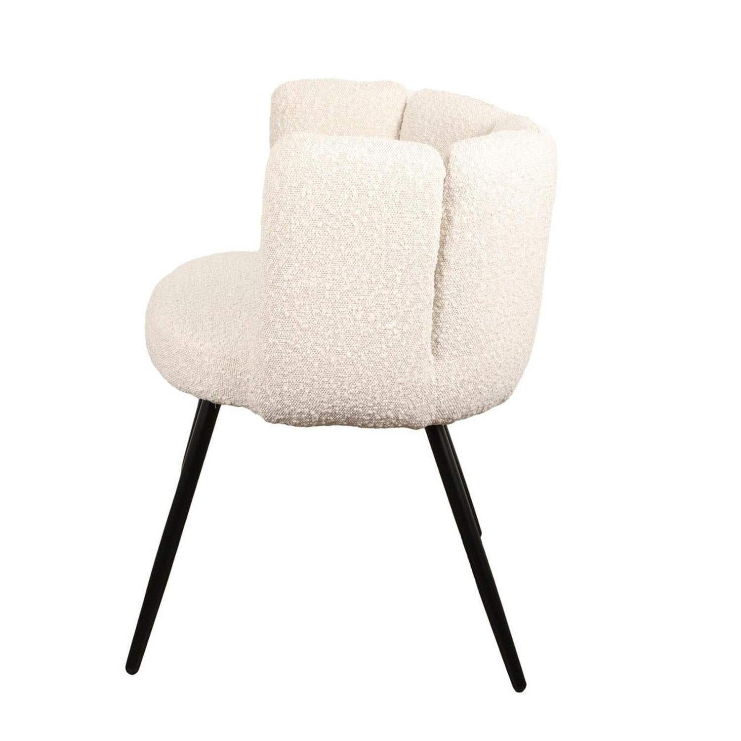 2er - Set Esszimmerstuhl High Five aus Bouclé - White PearlEsszimmerstuhl