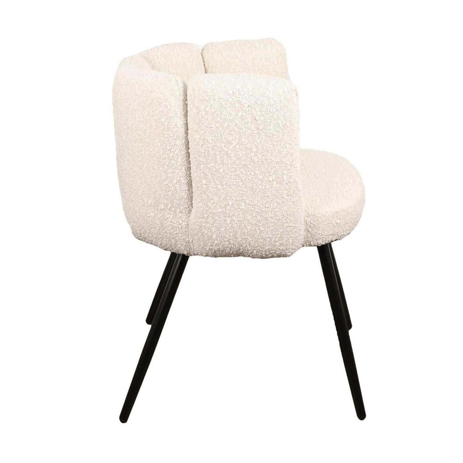 2er - Set Esszimmerstuhl High Five aus Bouclé - White PearlEsszimmerstuhl