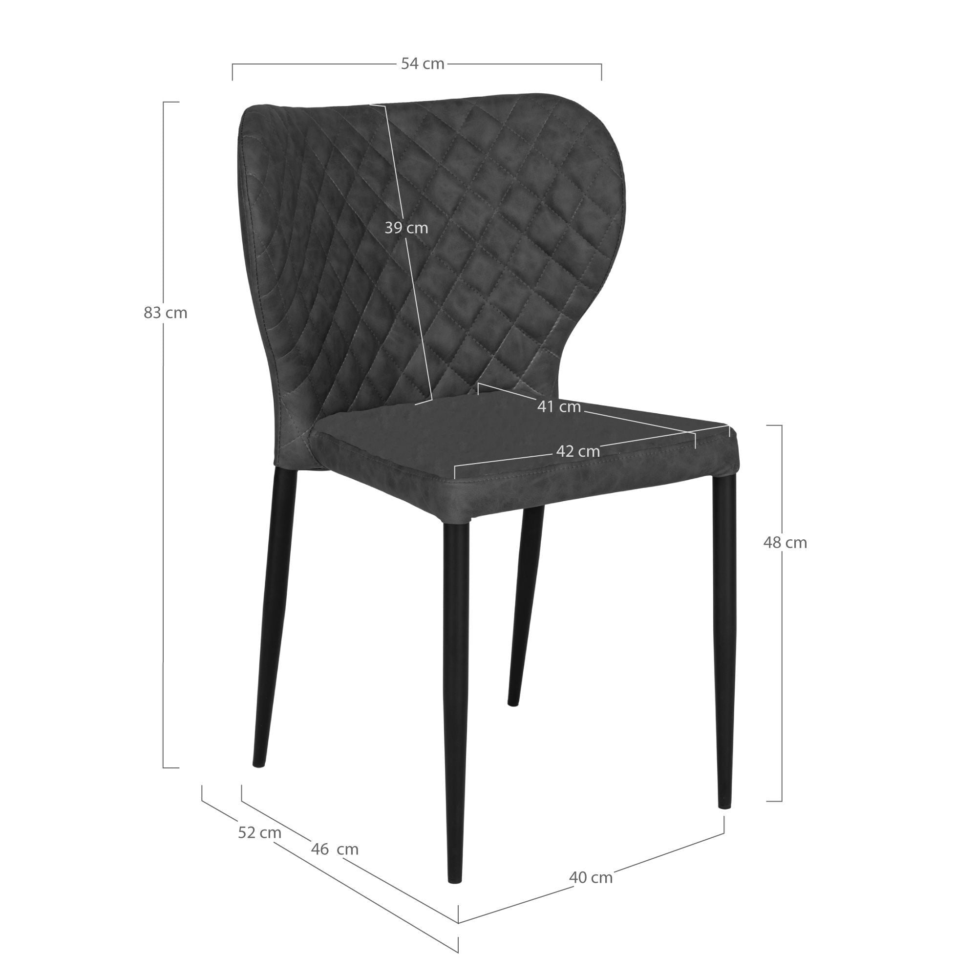 2er - Set Esszimmerstuhl Pisa aus Kunstleder - DunkelgrauEsszimmerstuhl