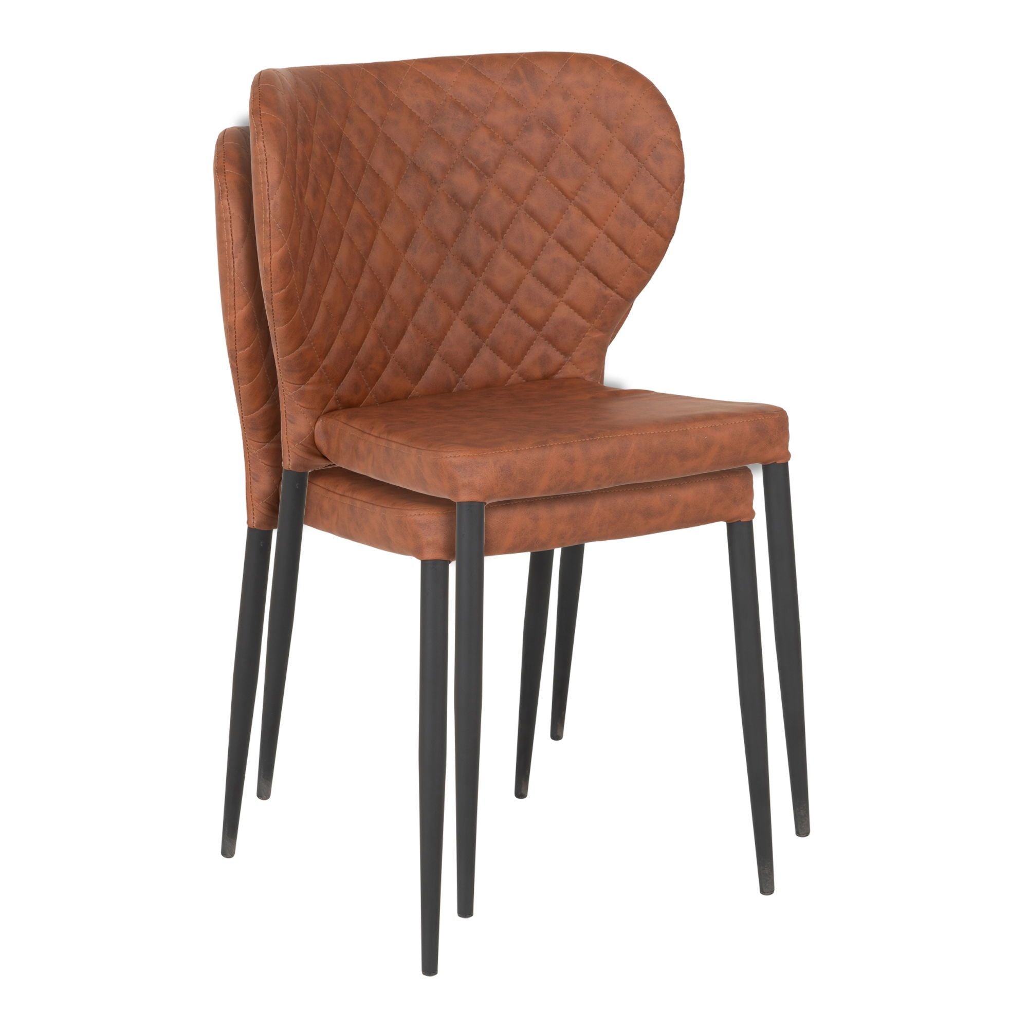 2er - Set Esszimmerstuhl Pisa aus Kunstleder - Vintage BraunEsszimmerstuhl