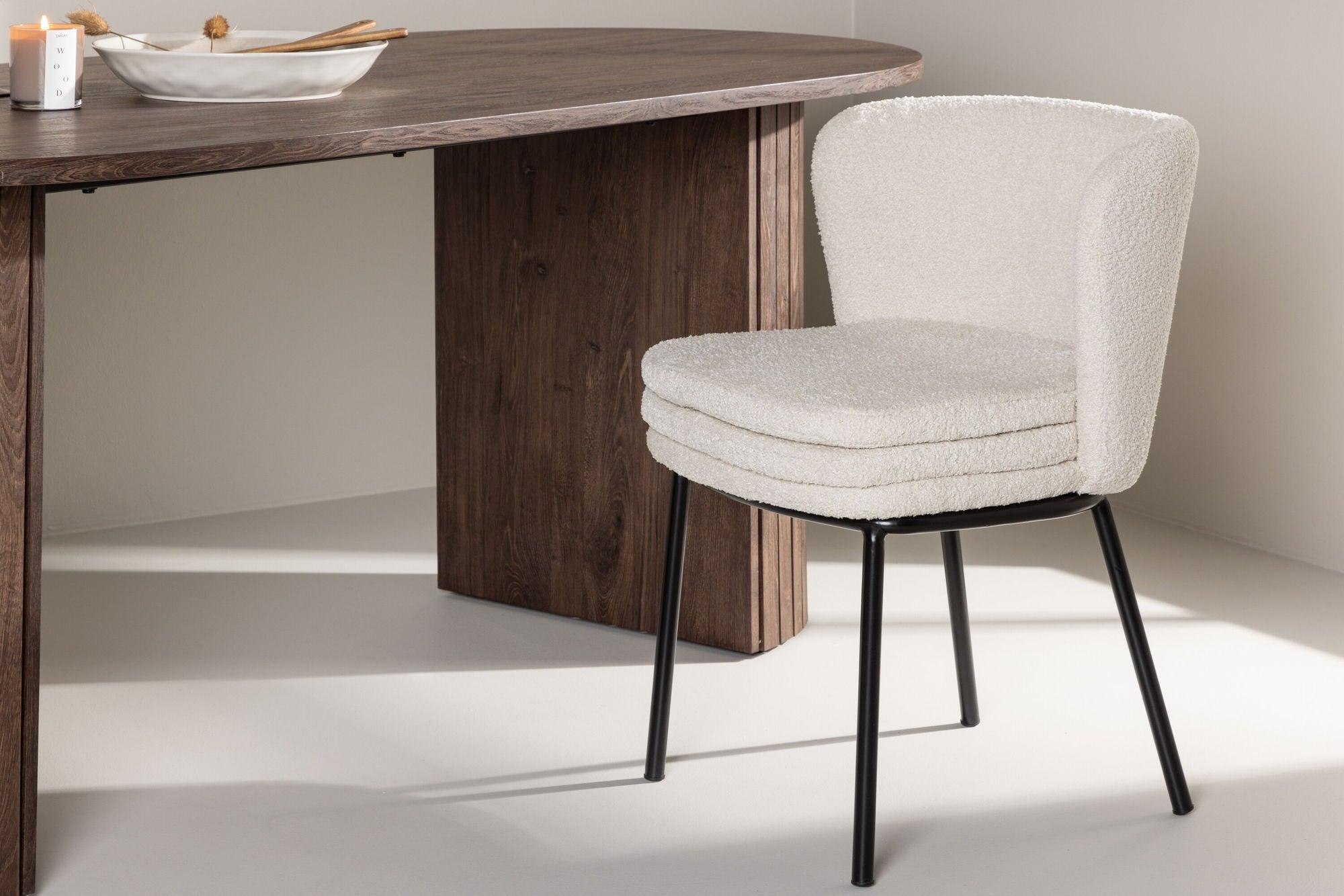 2er-Set Esszimmerstühle Agnes aus Bouclé - Weiß-Polsterstühle-Venture Home-le canapé