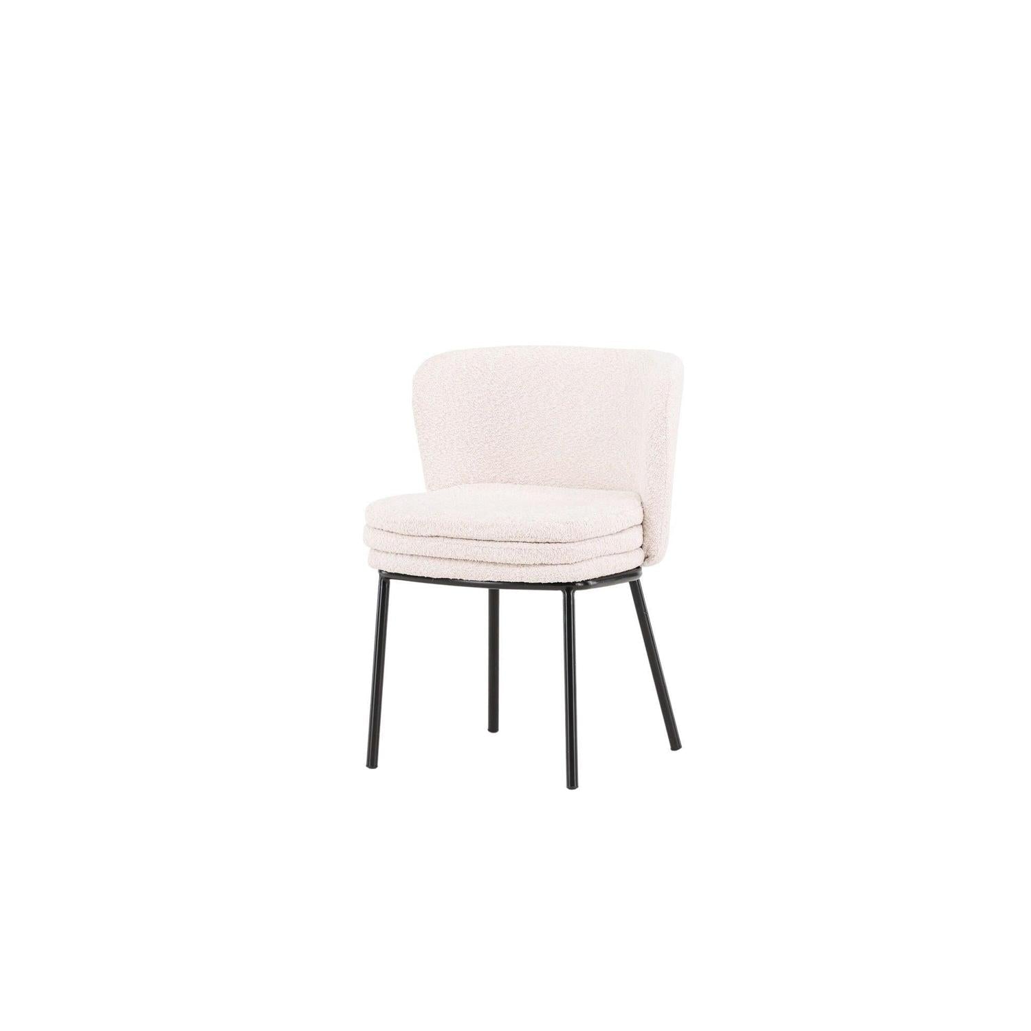 2er-Set Esszimmerstühle Agnes aus Teddy Bouclé - Weiß-Polsterstühle-Venture Home-le canapé