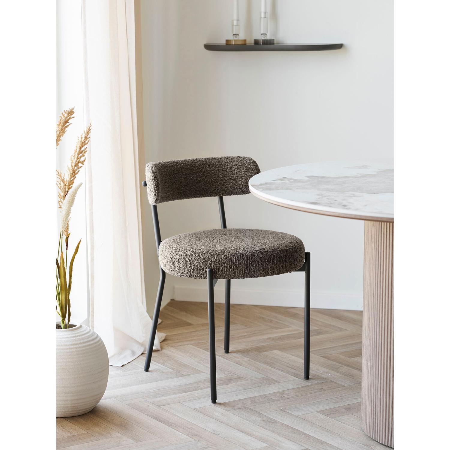 2er-Set Esszimmerstühle Badalona aus Bouclé - Braun-Esszimmerstühle-House Nordic-le canapé