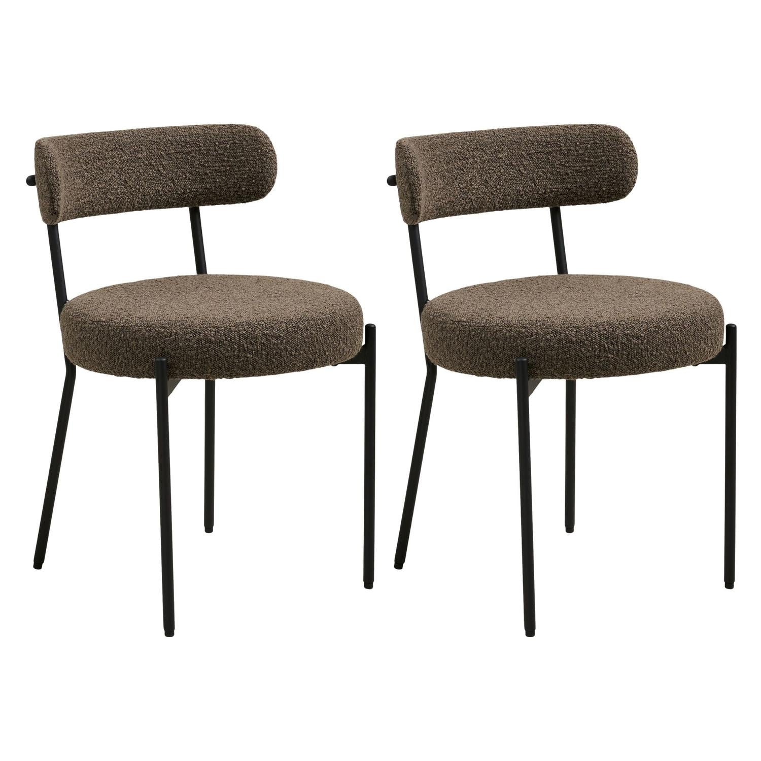 2er-Set Esszimmerstühle Badalona aus Bouclé - Braun-Esszimmerstühle-House Nordic-le canapé