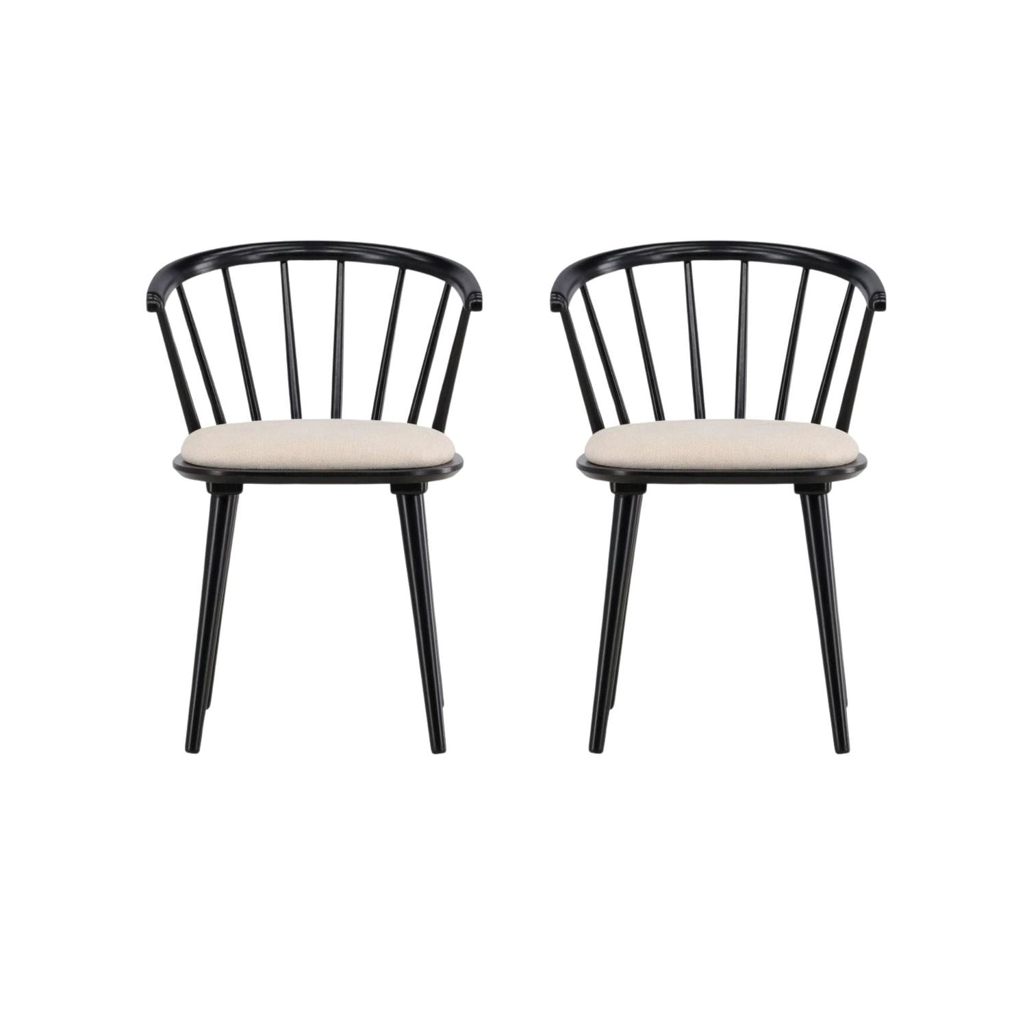 2er-Set Esszimmerstühle Bobby aus Gummibaumholz - Schwarz-Holzstühle-Venture Home-le canapé