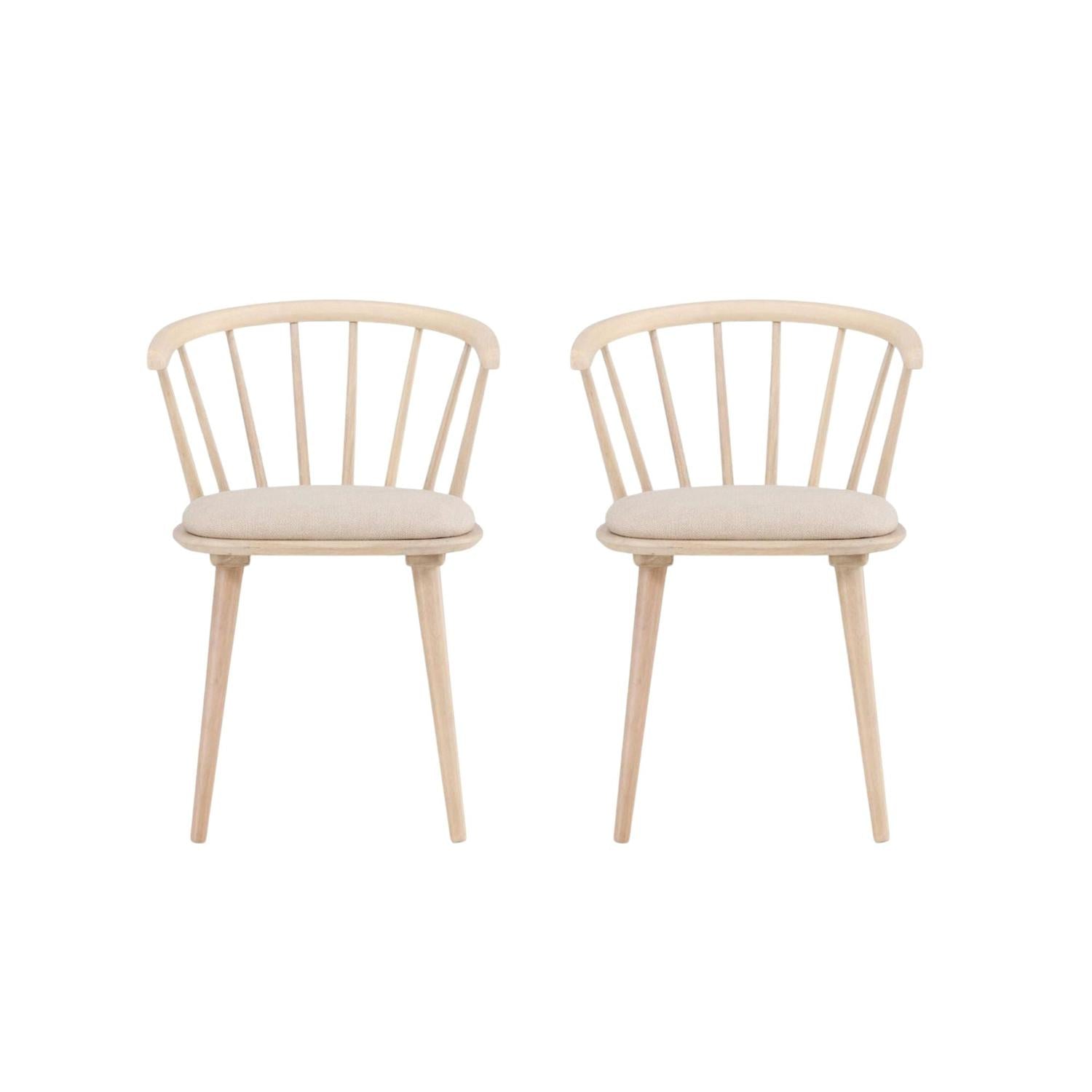 2er-Set Esszimmerstühle Bobby mit Sitzpolster aus Gummibaumholz - Cremeweiß-Holzstühle-Venture Home-le canapé