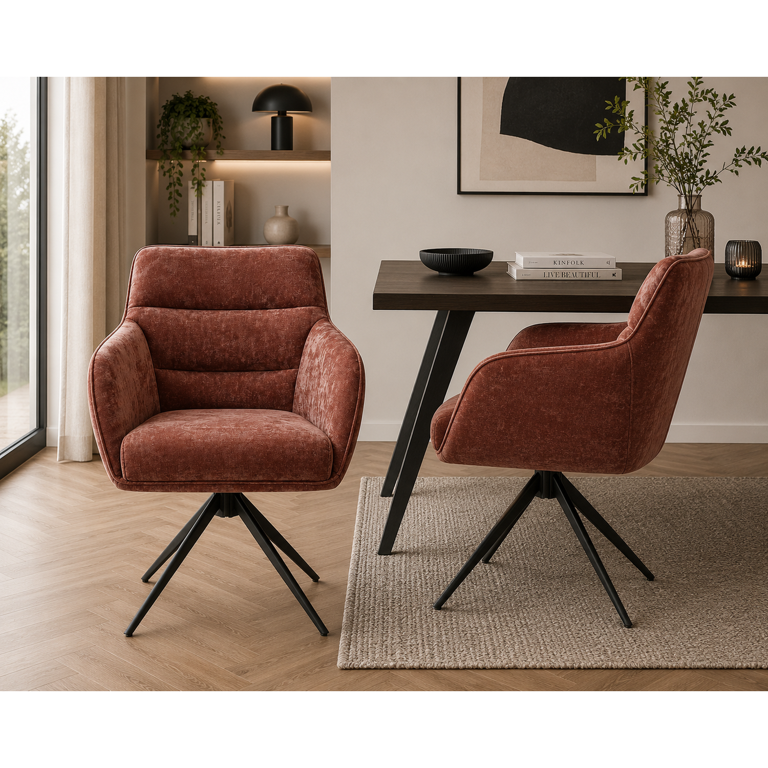2er-Set Esszimmerstühle Dewin drehbar - Altrosa-Esszimmerstühle-Benoa-le canapé