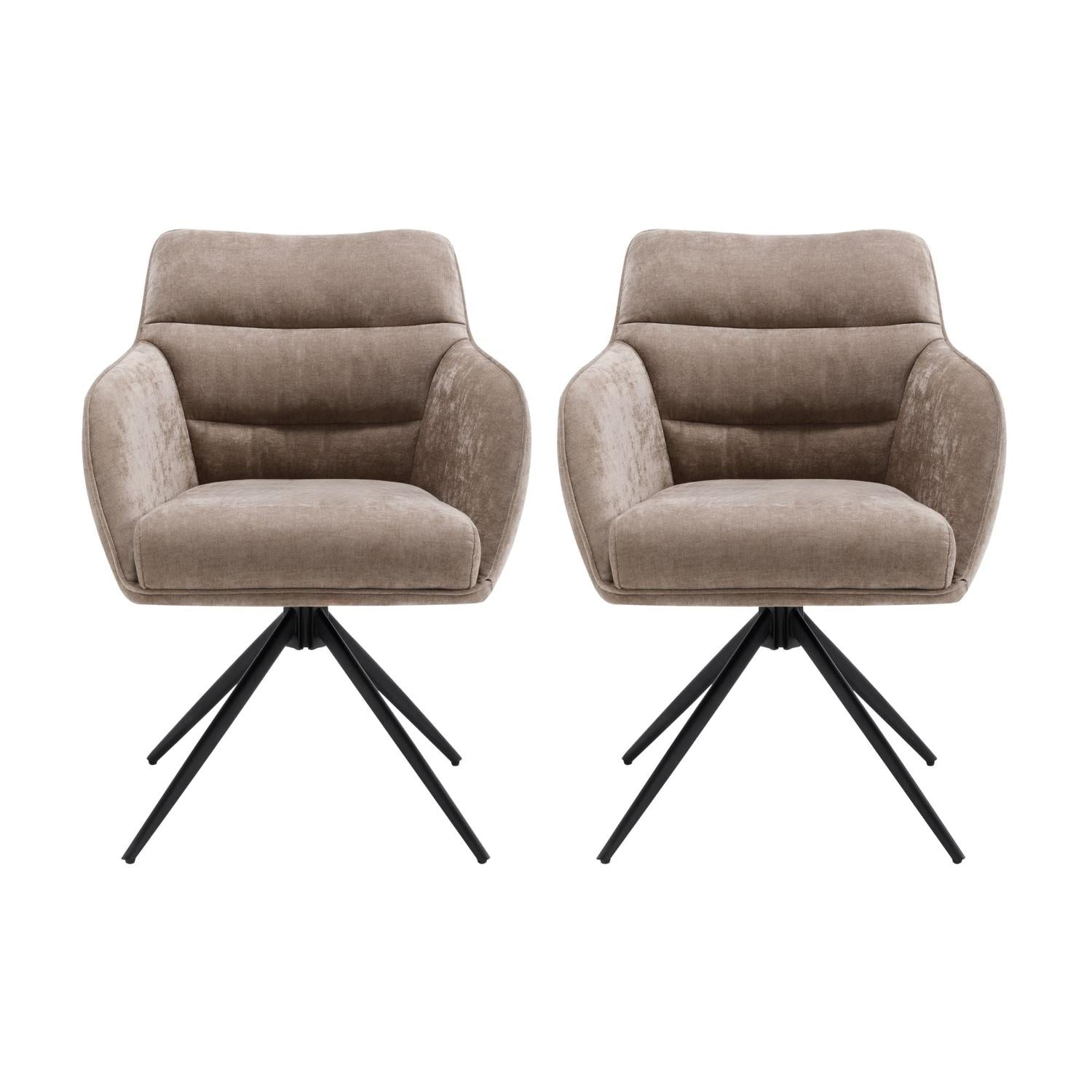2er-Set Esszimmerstühle Dewin drehbar - Taupe-Esszimmerstühle-Benoa-le canapé