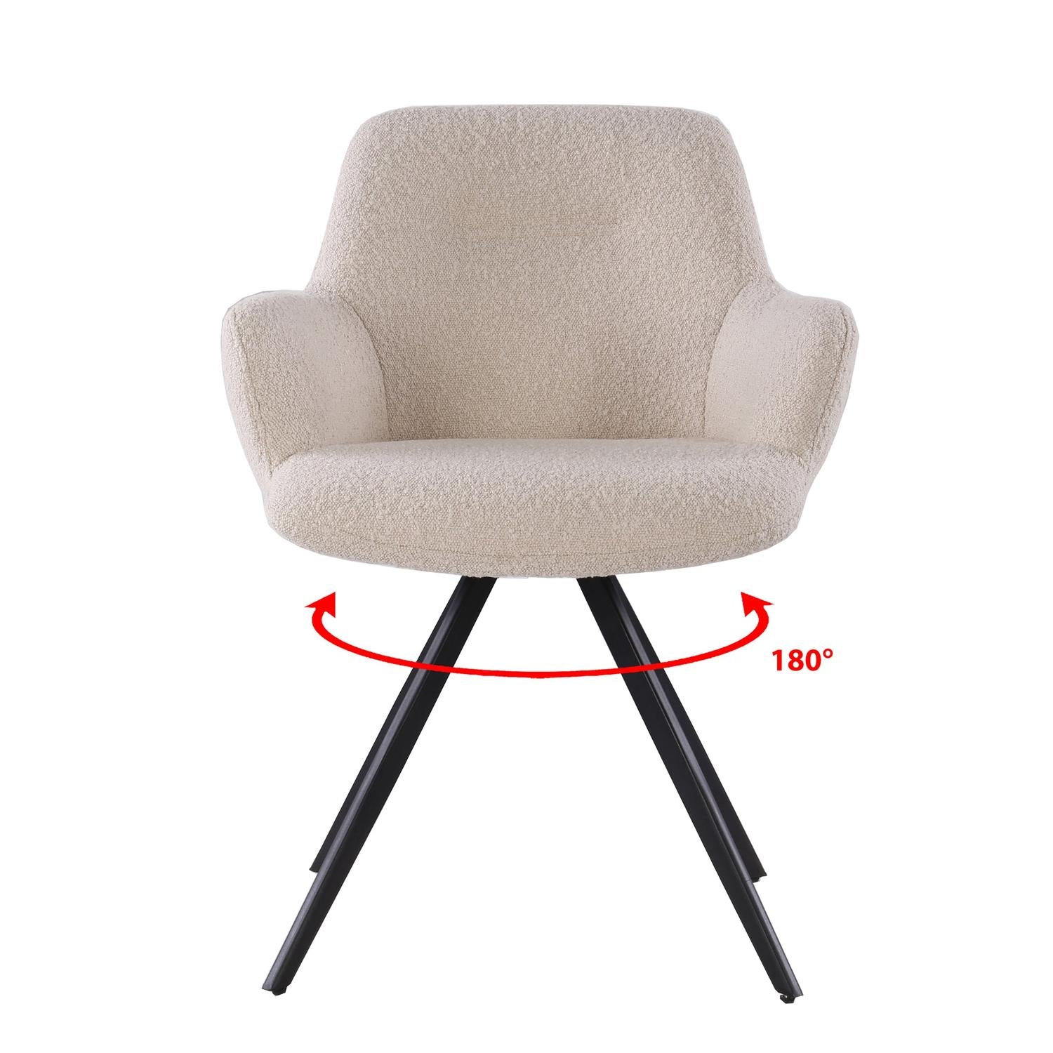 2er-Set Esszimmerstühle Doreen aus Bouclé - Beige-Esszimmerstühle-Livingfurn-le canapé
