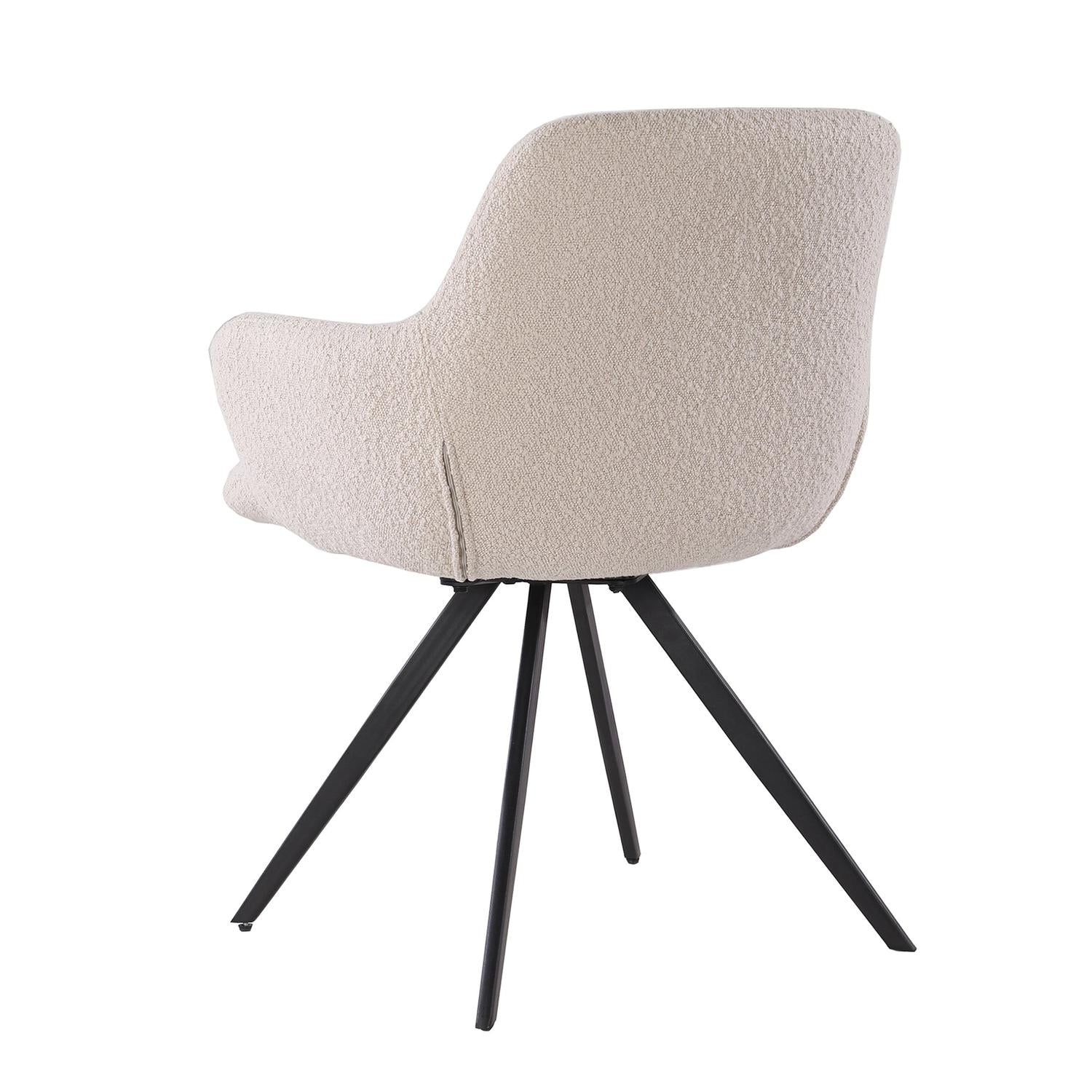 2er-Set Esszimmerstühle Doreen aus Bouclé - Beige-Esszimmerstühle-Livingfurn-le canapé