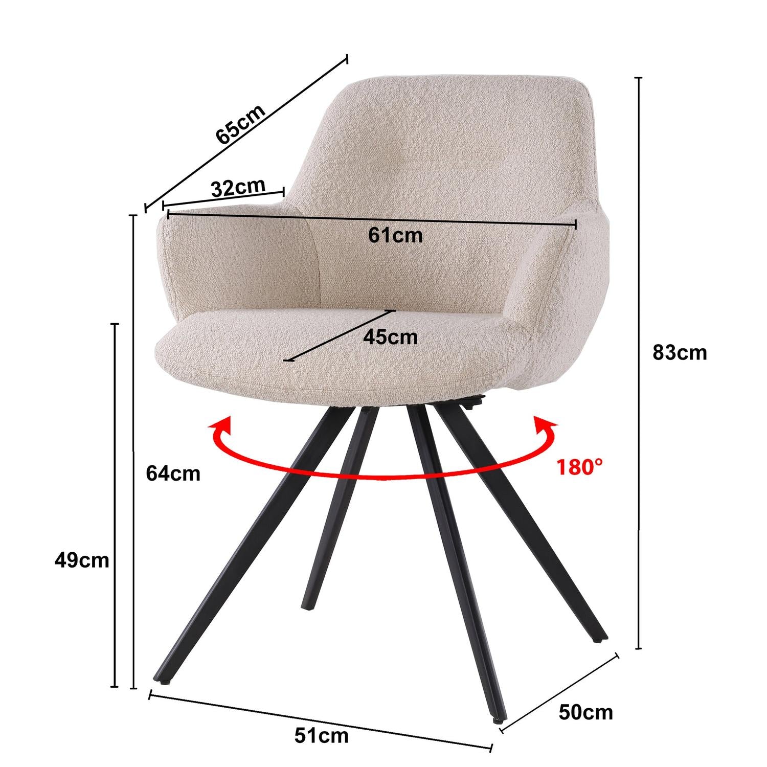 2er-Set Esszimmerstühle Doreen aus Bouclé - Beige-Esszimmerstühle-Livingfurn-le canapé
