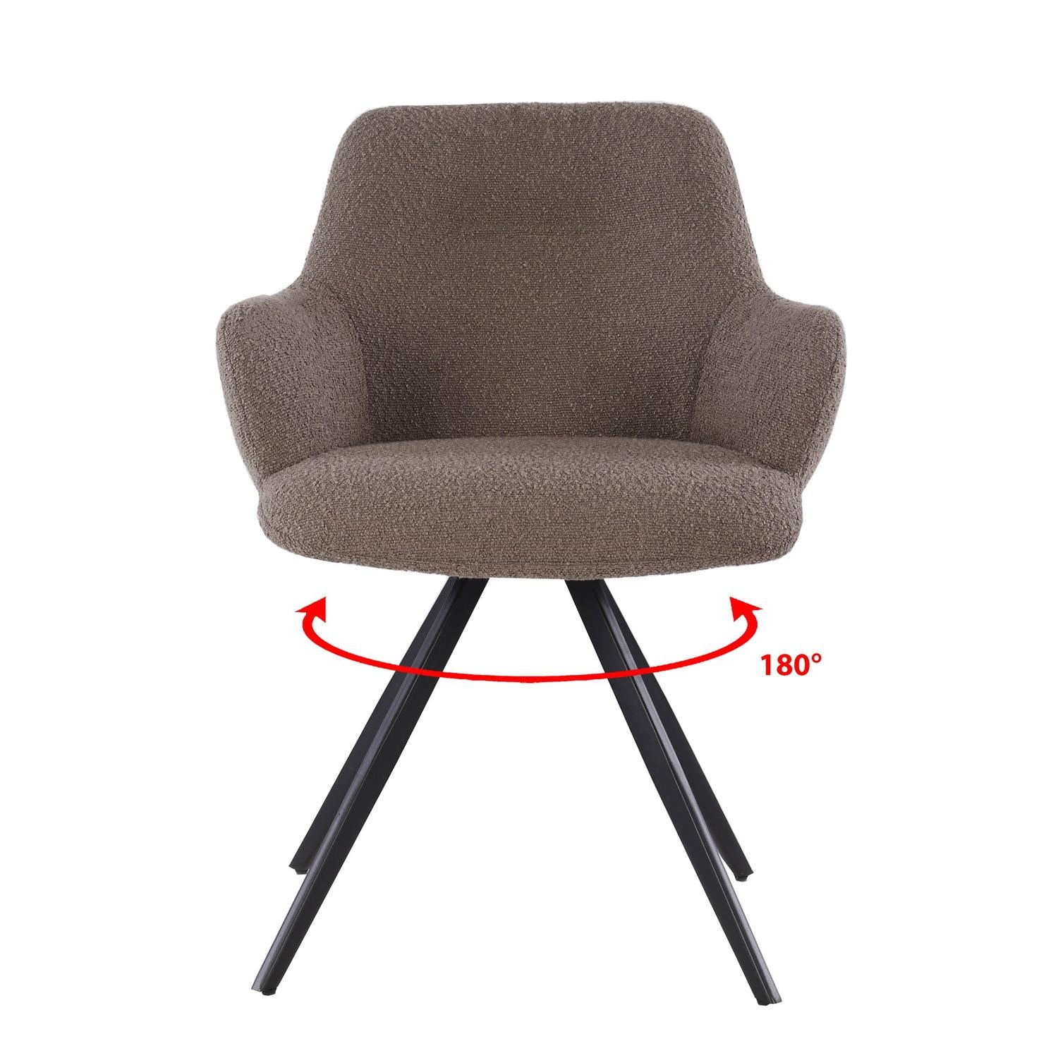 2er-Set Esszimmerstühle Doreen aus Bouclé - Braun-Esszimmerstühle-Livingfurn-le canapé