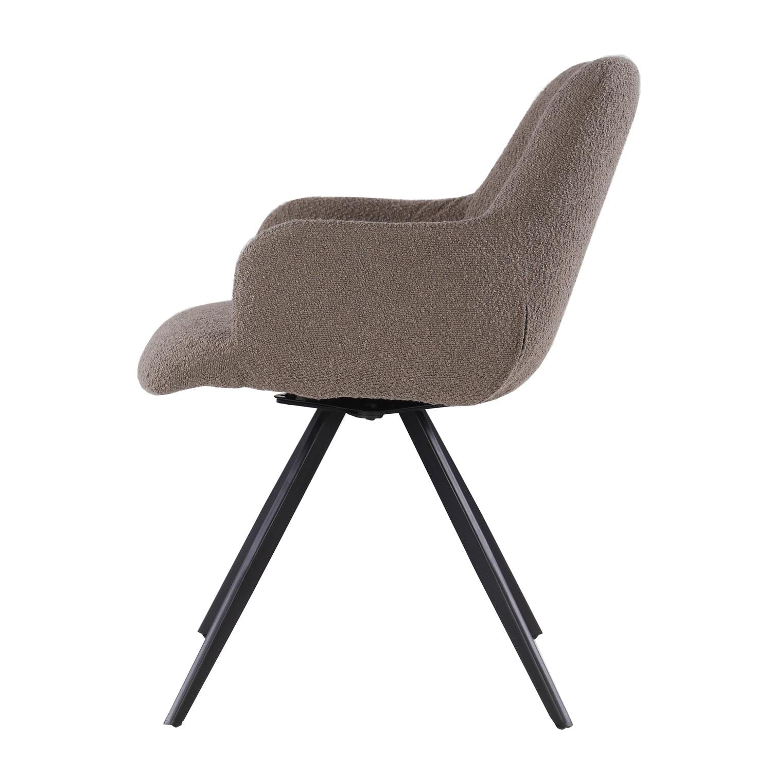 2er-Set Esszimmerstühle Doreen aus Bouclé - Braun-Esszimmerstühle-Livingfurn-le canapé