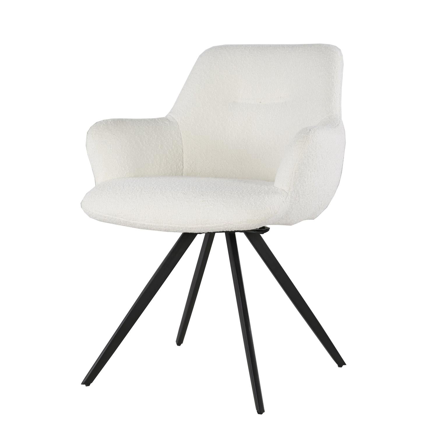 2er-Set Esszimmerstühle Doreen aus Bouclé - Weiß-Esszimmerstühle-Livingfurn-le canapé