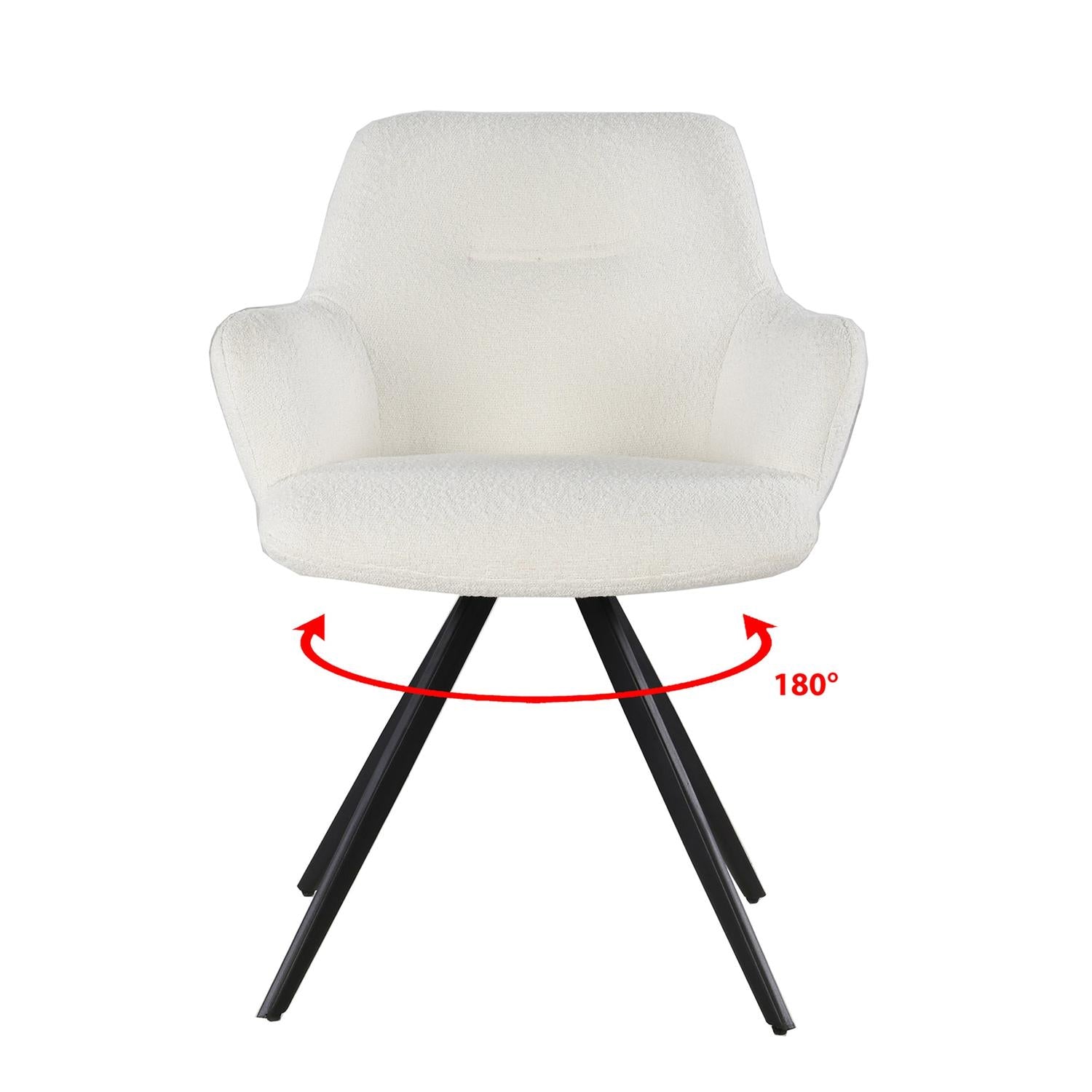2er-Set Esszimmerstühle Doreen aus Bouclé - Weiß-Esszimmerstühle-Livingfurn-le canapé
