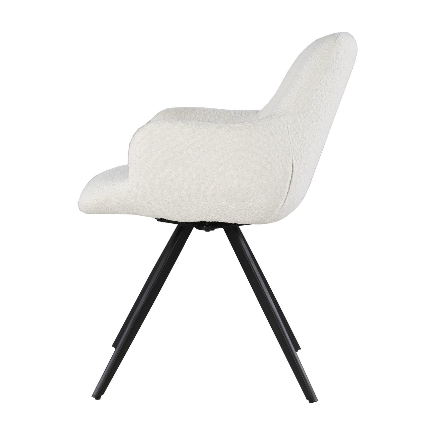 2er-Set Esszimmerstühle Doreen aus Bouclé - Weiß-Esszimmerstühle-Livingfurn-le canapé