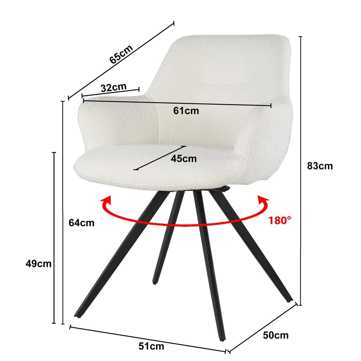 2er-Set Esszimmerstühle Doreen aus Bouclé - Weiß-Esszimmerstühle-Livingfurn-le canapé