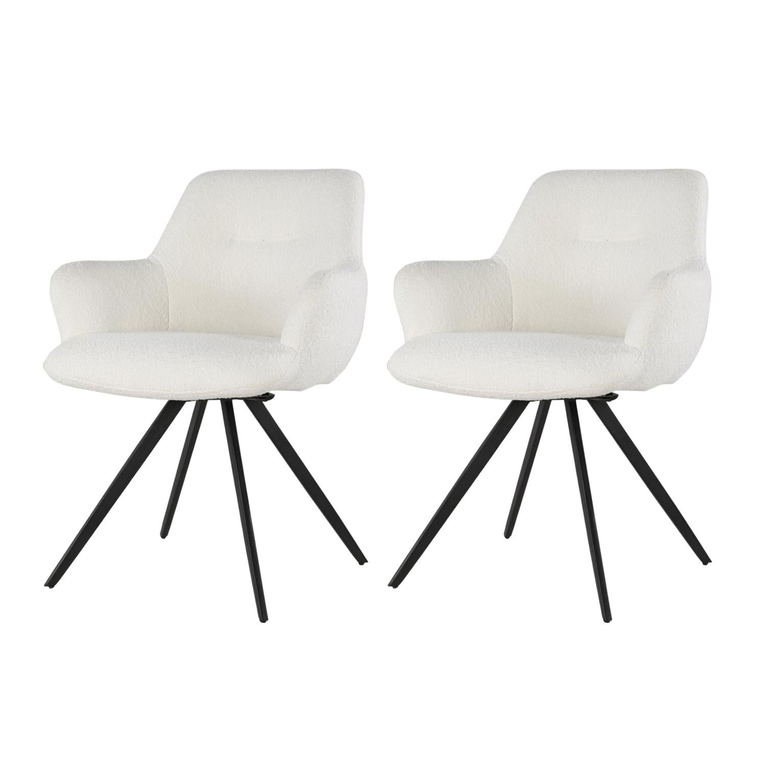 2er-Set Esszimmerstühle Doreen aus Bouclé - Weiß-Esszimmerstühle-Livingfurn-le canapé