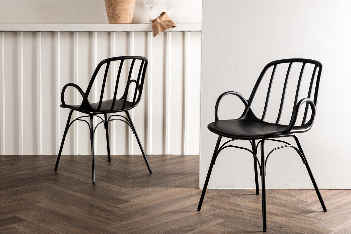 2er-Set Esszimmerstühle Dyrön mit Armlehnen - Schwarz-Esszimmerstühle-Venture Home-le canapé
