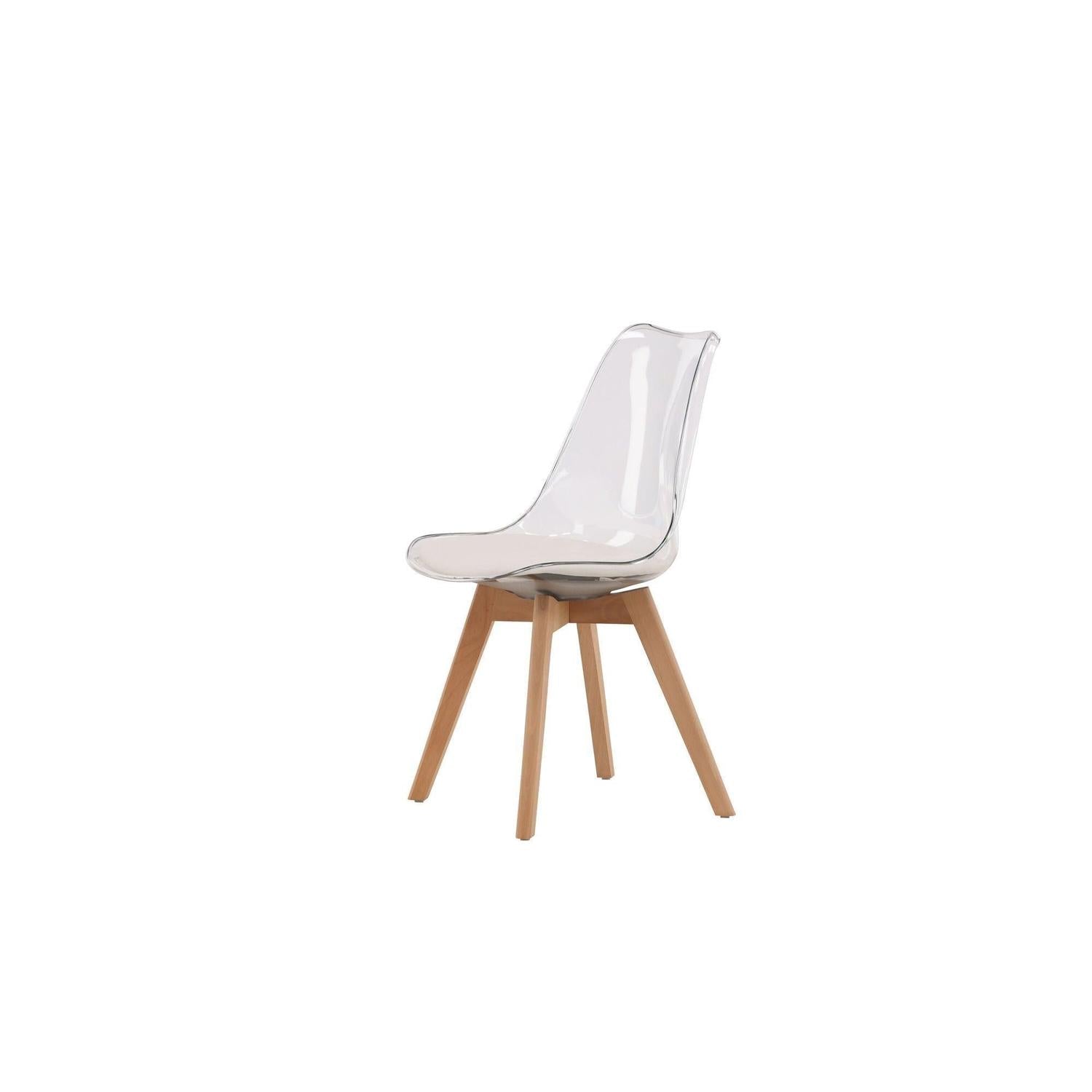 2er-Set Esszimmerstühle Edvin - Transparent / Weiß / Natur-Kunststoffstühle-Venture Home-le canapé
