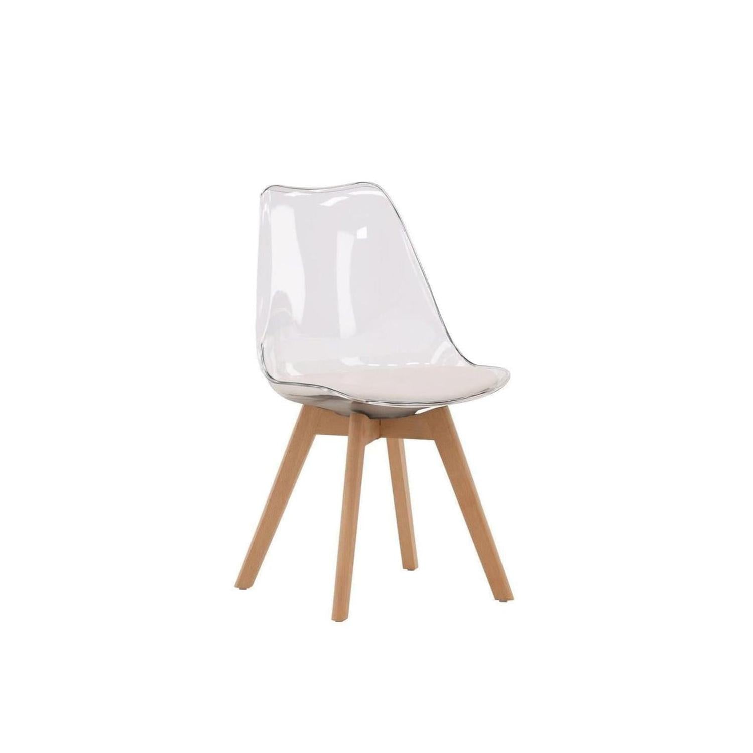 2er-Set Esszimmerstühle Edvin - Transparent / Weiß / Natur-Kunststoffstühle-Venture Home-le canapé