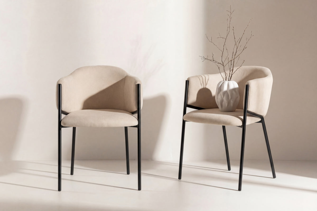 2er-Set Esszimmerstühle Evelina aus Samt - Beige-Esszimmerstühle-Venture Home-le canapé