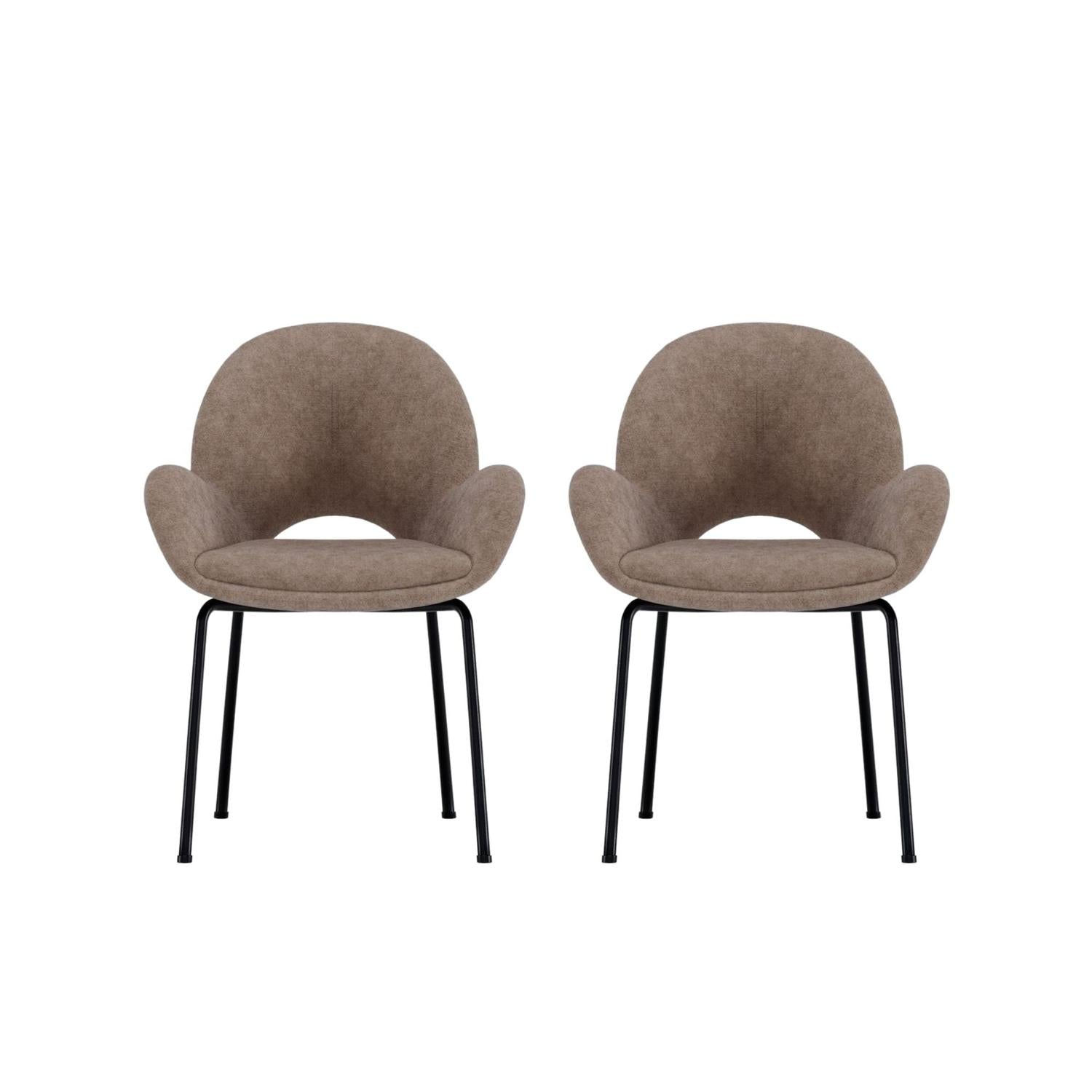 2er-Set Esszimmerstühle Florensa aus Samt - Braun-Esszimmerstühle-Venture Home-le canapé
