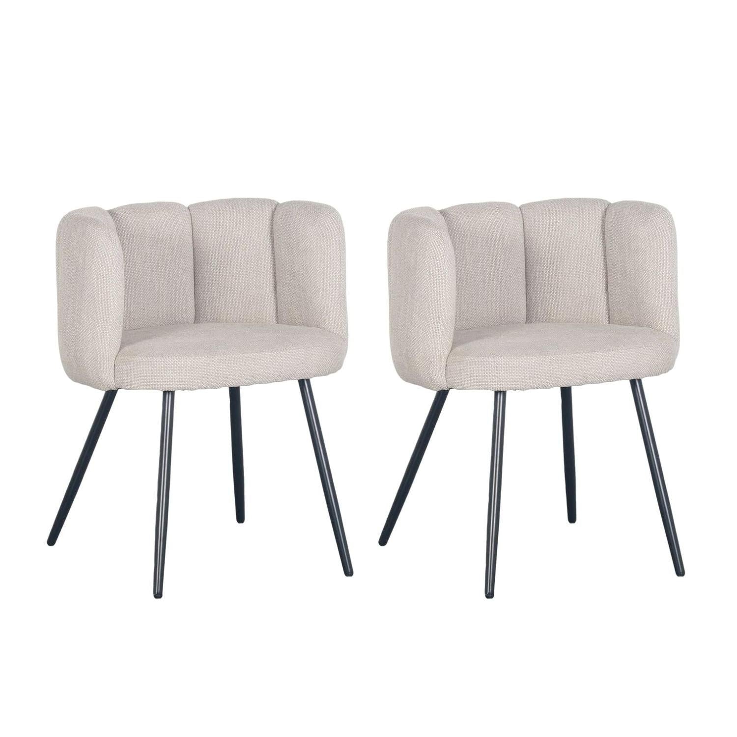 2er-Set Esszimmerstühle High Five aus Chenille - Beige-Esszimmerstuhl-Pole to Pole-le canapé