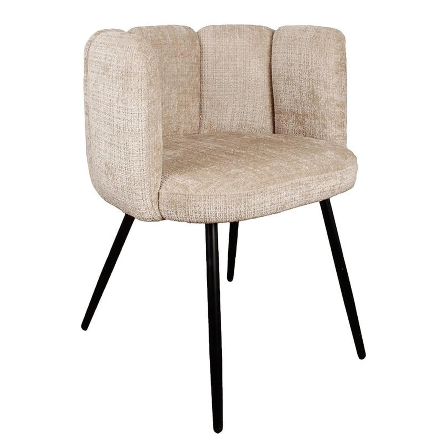 2er-Set Esszimmerstühle High Five aus Chenille - Creme-Esszimmerstuhl-Pole To Pole-le canapé