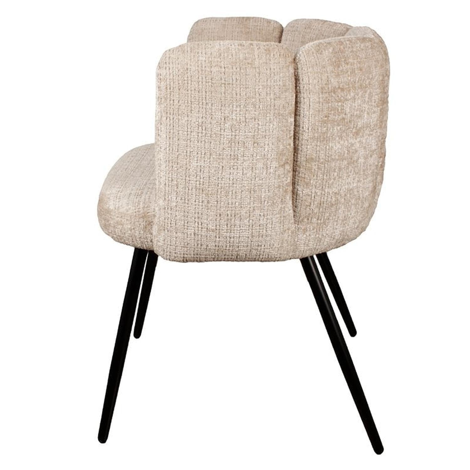2er-Set Esszimmerstühle High Five aus Chenille - Creme-Esszimmerstühle-Pole to Pole-le canapé