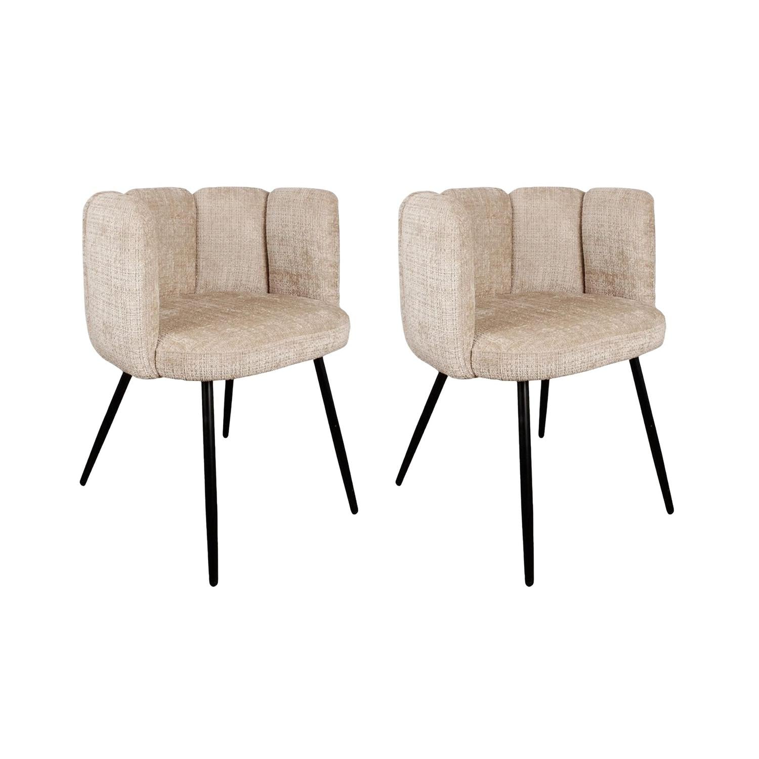 2er-Set Esszimmerstühle High Five aus Chenille - Creme-Esszimmerstühle-Pole to Pole-le canapé