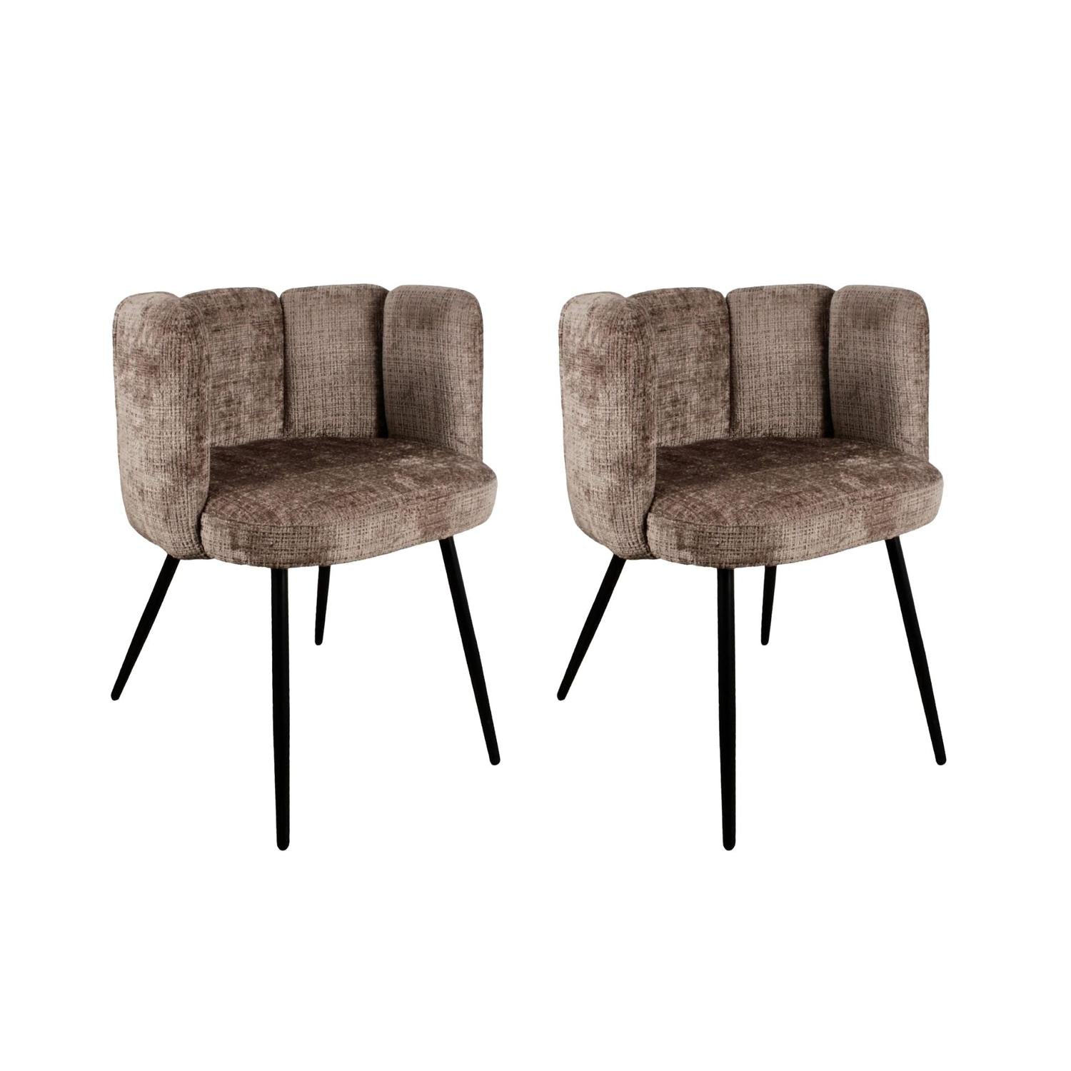 2er-Set Esszimmerstühle High Five aus Chenille - Dunkelbraun-Esszimmerstuhl-Pole To Pole-le canapé