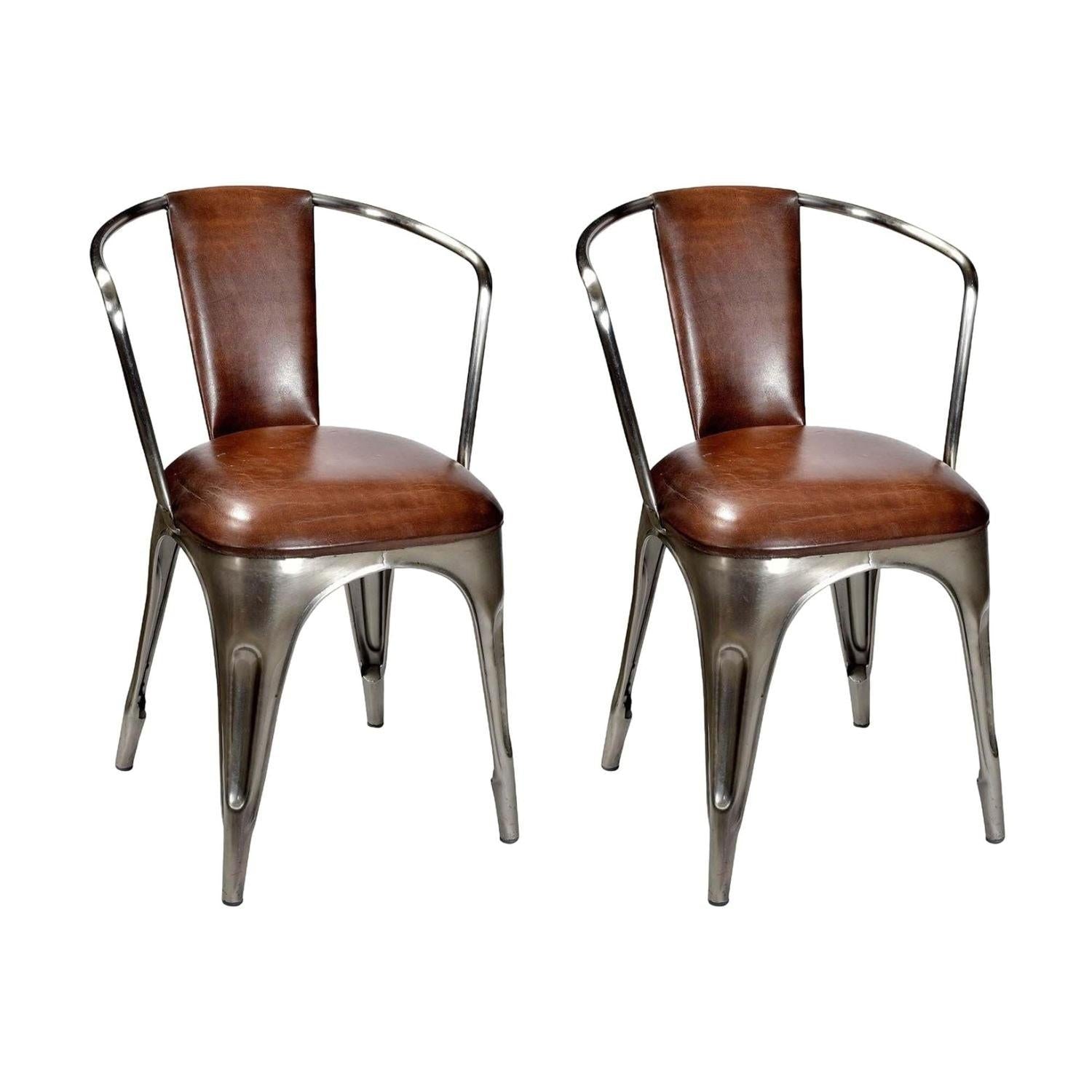 2er-Set Esszimmerstühle Living gepolstert - Braun/glänzend-Armlehnenstühle-Trademark Living-le canapé