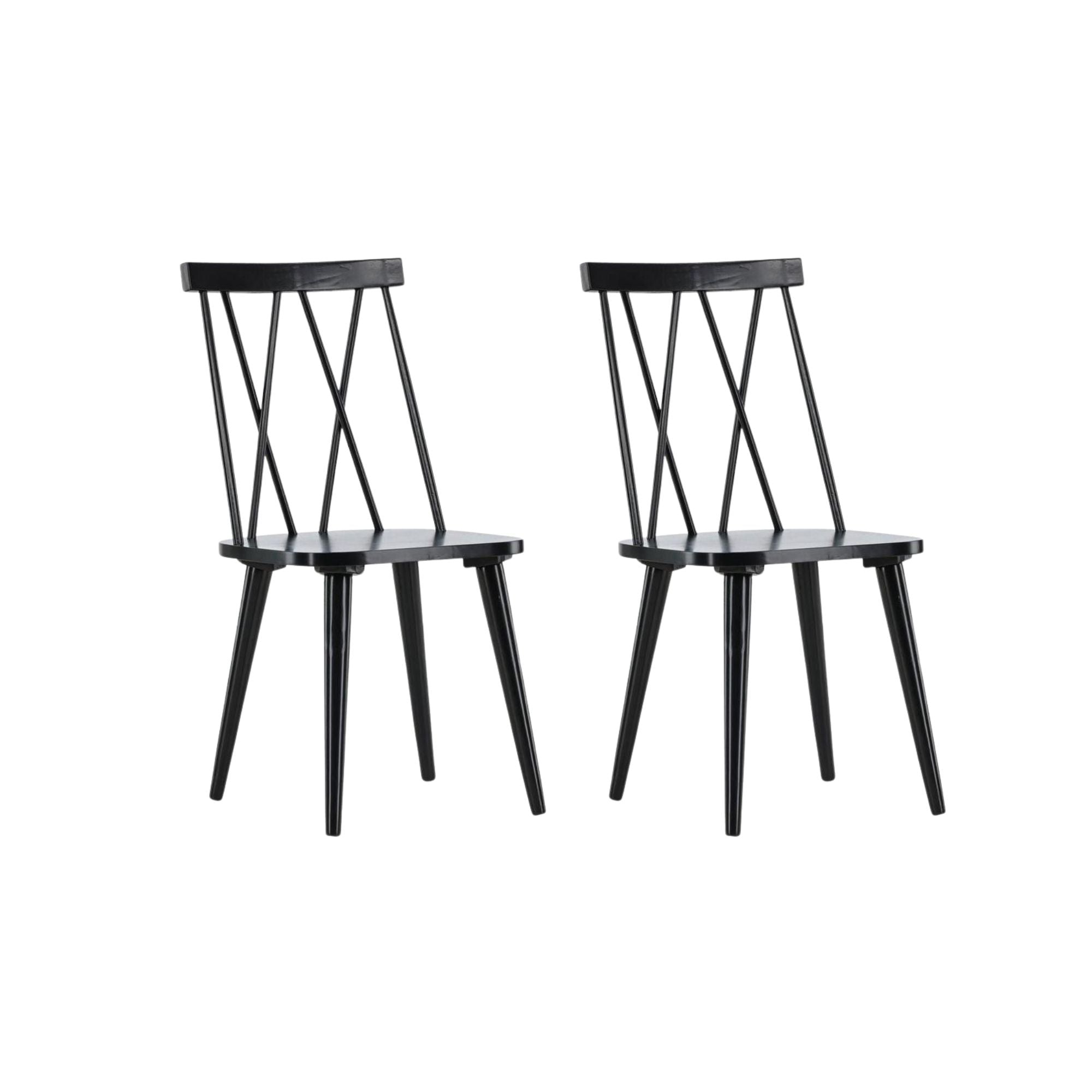 2er-Set Esszimmerstühle Mariette aus Gummibaumholz - Schwarz-Holzstühle-Venture Home-le canapé