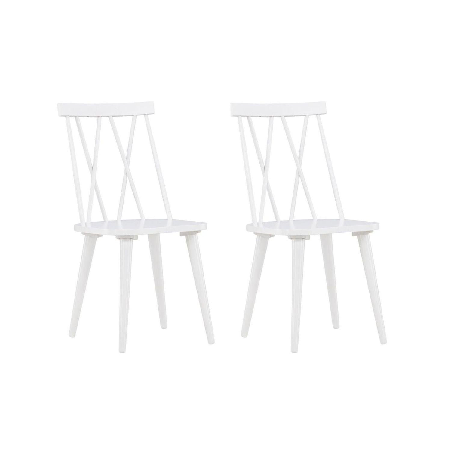 2er-Set Esszimmerstühle Mariette aus Gummibaumholz - Weiß-Holzstühle-Venture Home-le canapé