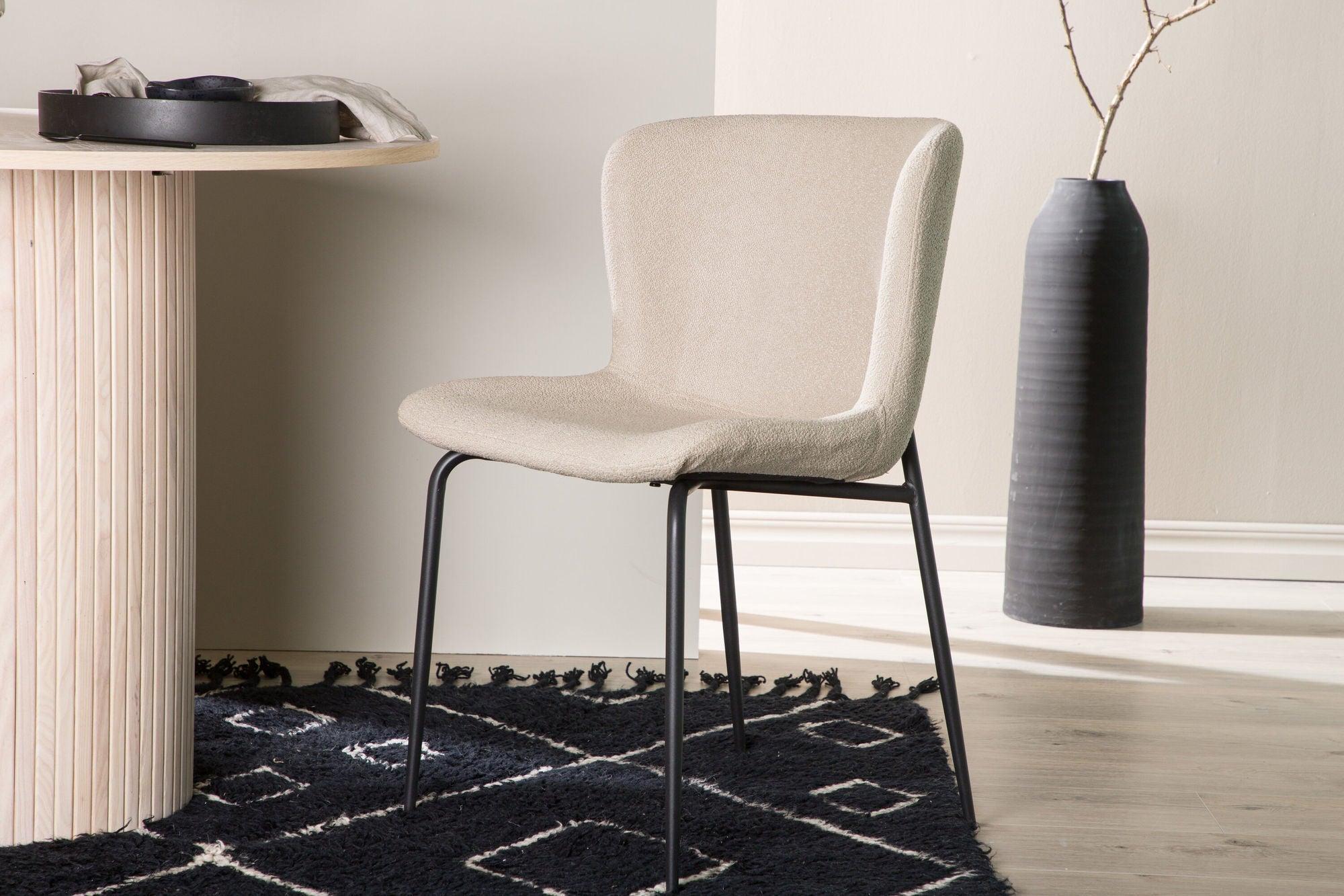 2er-Set Esszimmerstühle Modesto aus Bouclé - Beige-Polsterstühle-Venture Home-le canapé