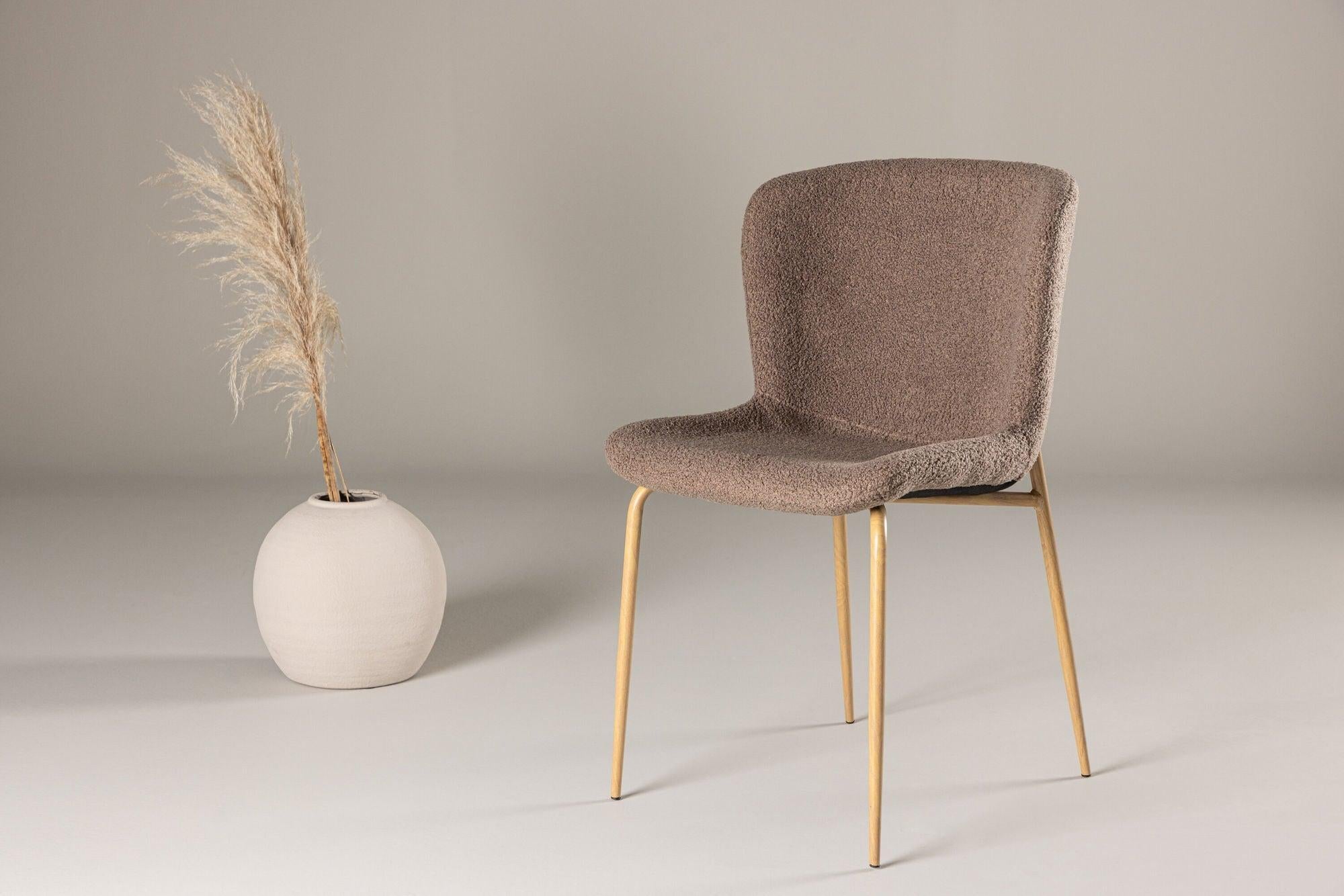 2er-Set Esszimmerstühle Modesto aus Bouclé - Braun / Mokka-Polsterstühle-Venture Home-le canapé