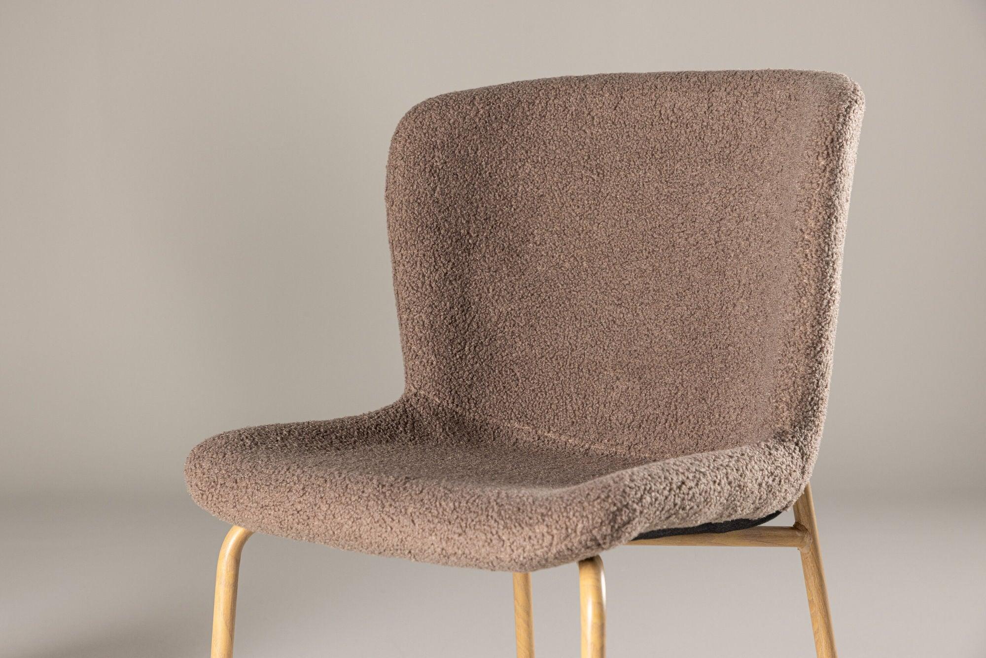 2er-Set Esszimmerstühle Modesto aus Bouclé - Braun / Mokka-Polsterstühle-Venture Home-le canapé