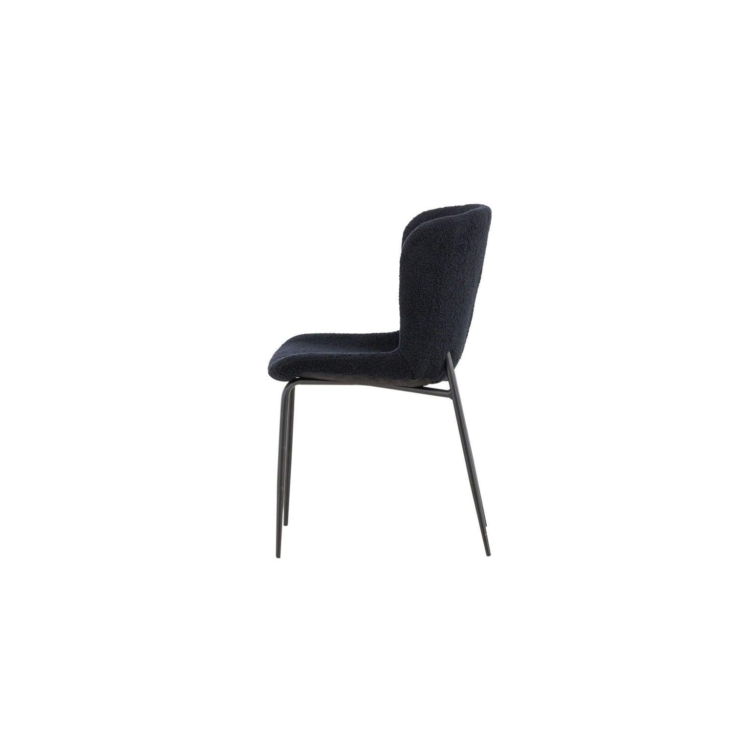 2er-Set Esszimmerstühle Modesto aus Bouclé - Schwarz-Polsterstühle-Venture Home-le canapé