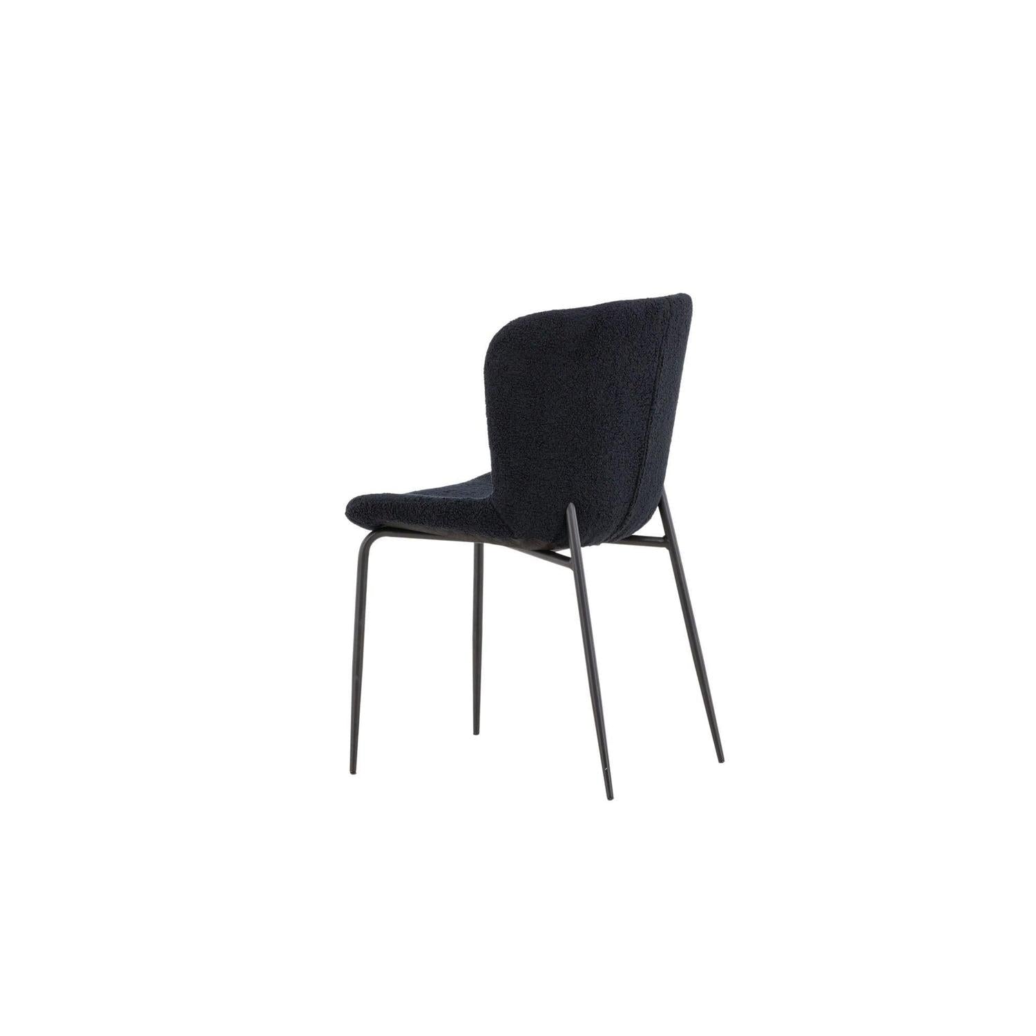2er-Set Esszimmerstühle Modesto aus Bouclé - Schwarz-Polsterstühle-Venture Home-le canapé