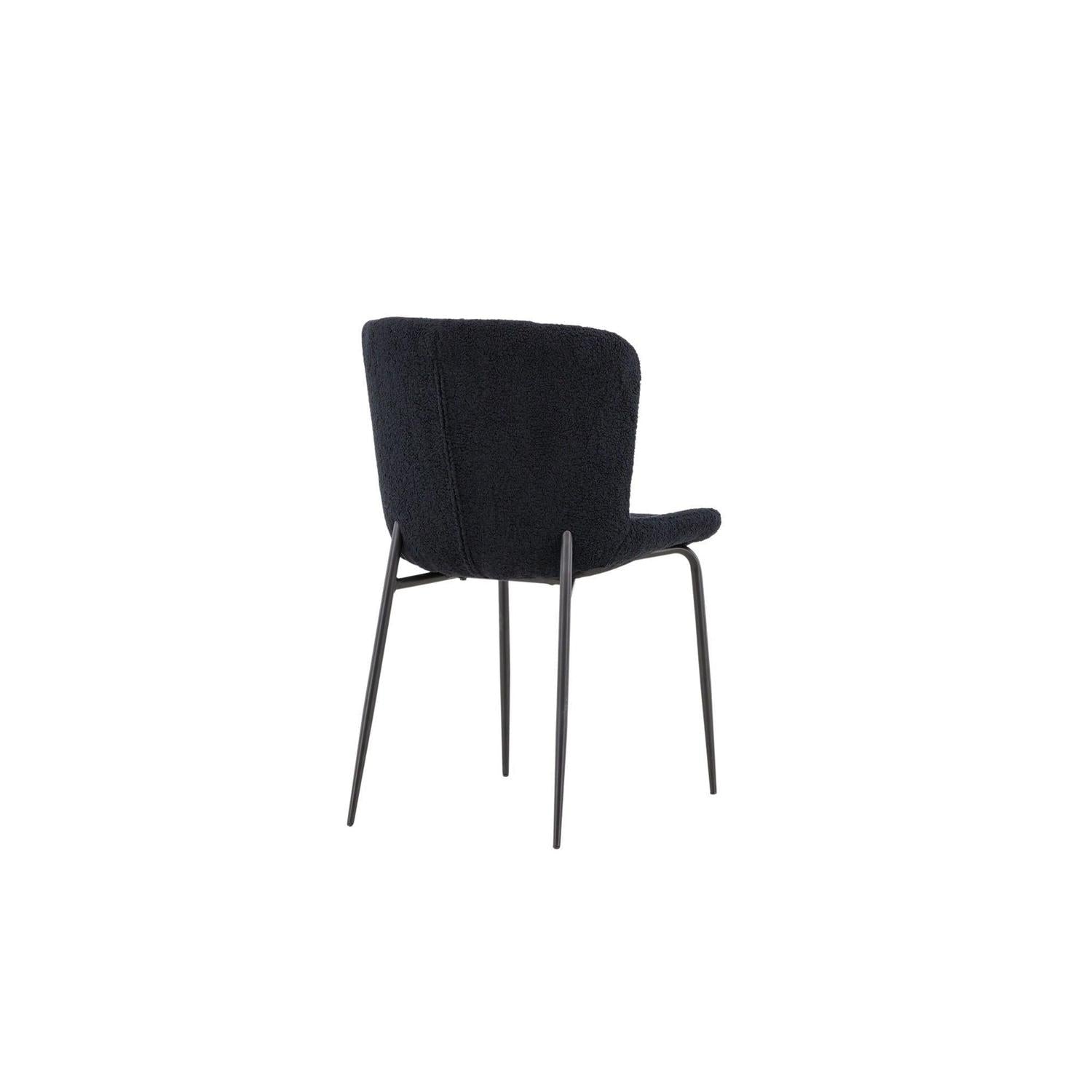 2er-Set Esszimmerstühle Modesto aus Bouclé - Schwarz-Polsterstühle-Venture Home-le canapé