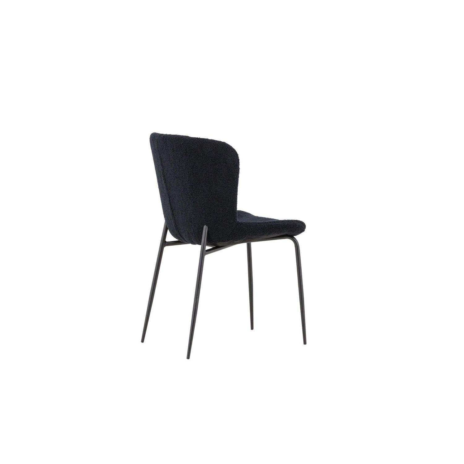 2er-Set Esszimmerstühle Modesto aus Bouclé - Schwarz-Polsterstühle-Venture Home-le canapé