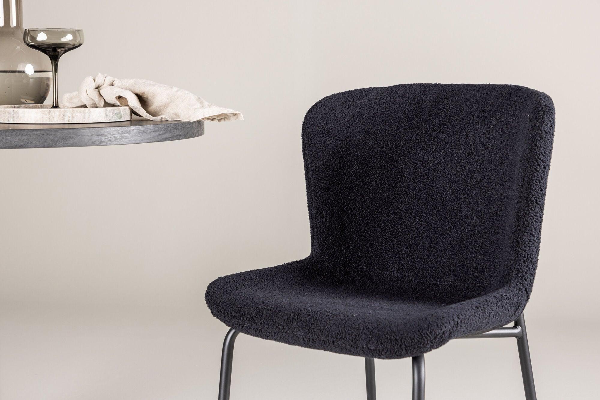 2er-Set Esszimmerstühle Modesto aus Bouclé - Schwarz-Polsterstühle-Venture Home-le canapé