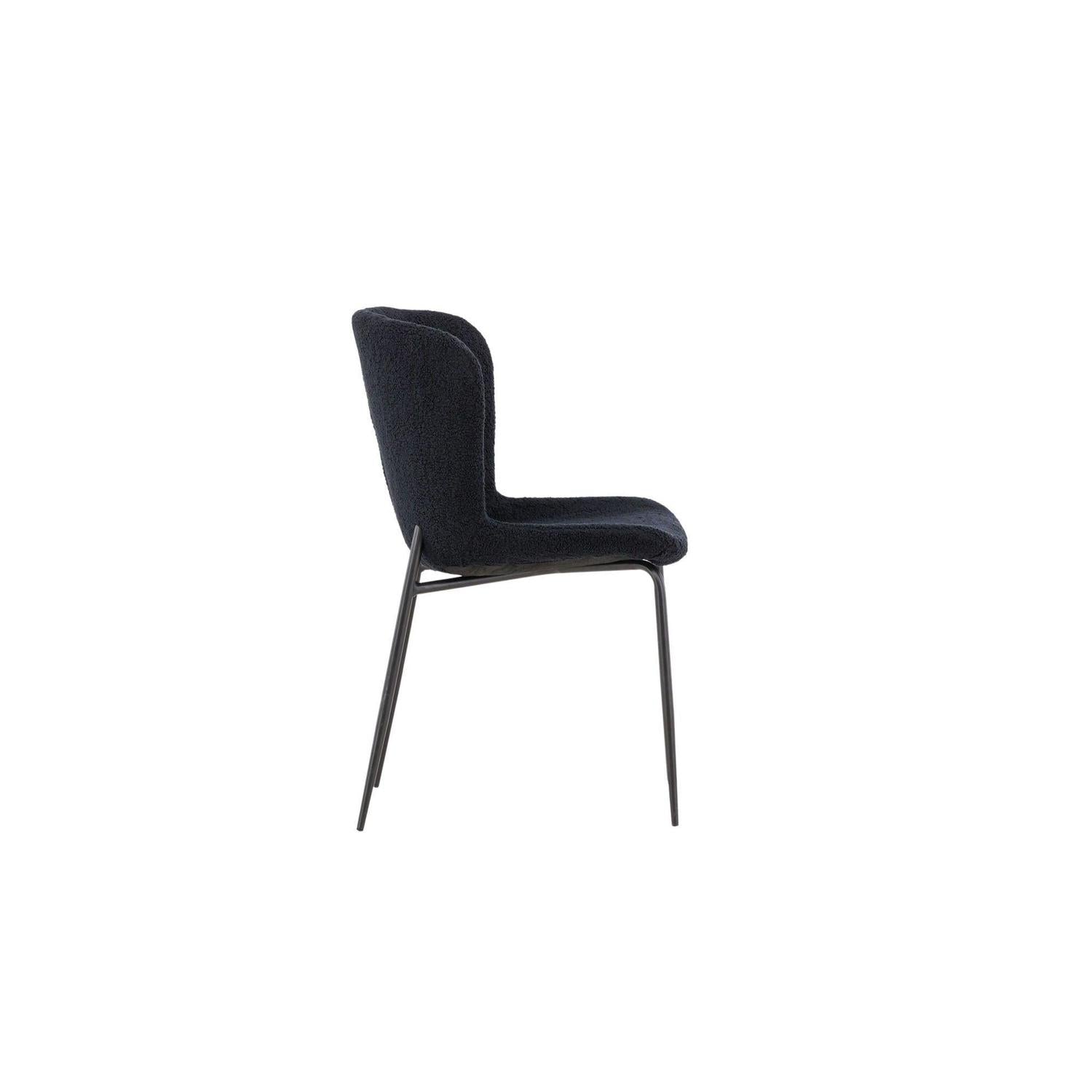 2er-Set Esszimmerstühle Modesto aus Bouclé - Schwarz-Polsterstühle-Venture Home-le canapé