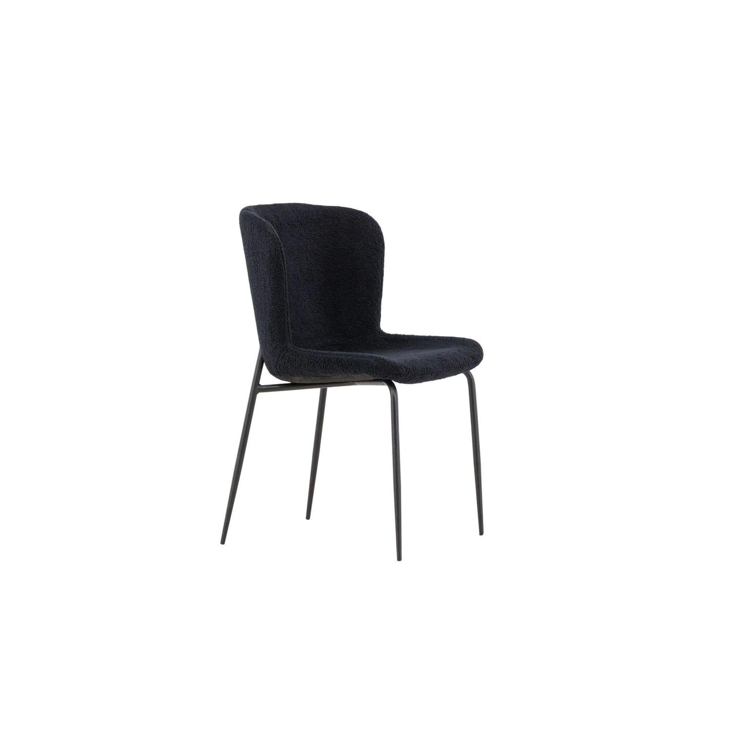 2er-Set Esszimmerstühle Modesto aus Bouclé - Schwarz-Polsterstühle-Venture Home-le canapé