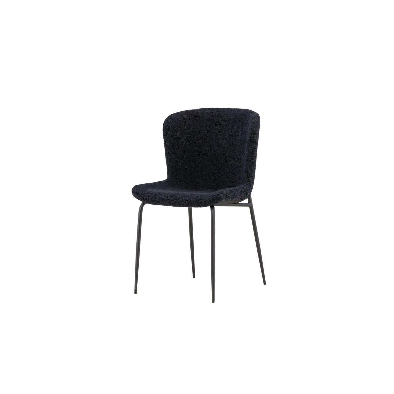 2er-Set Esszimmerstühle Modesto aus Bouclé - Schwarz-Polsterstühle-Venture Home-le canapé