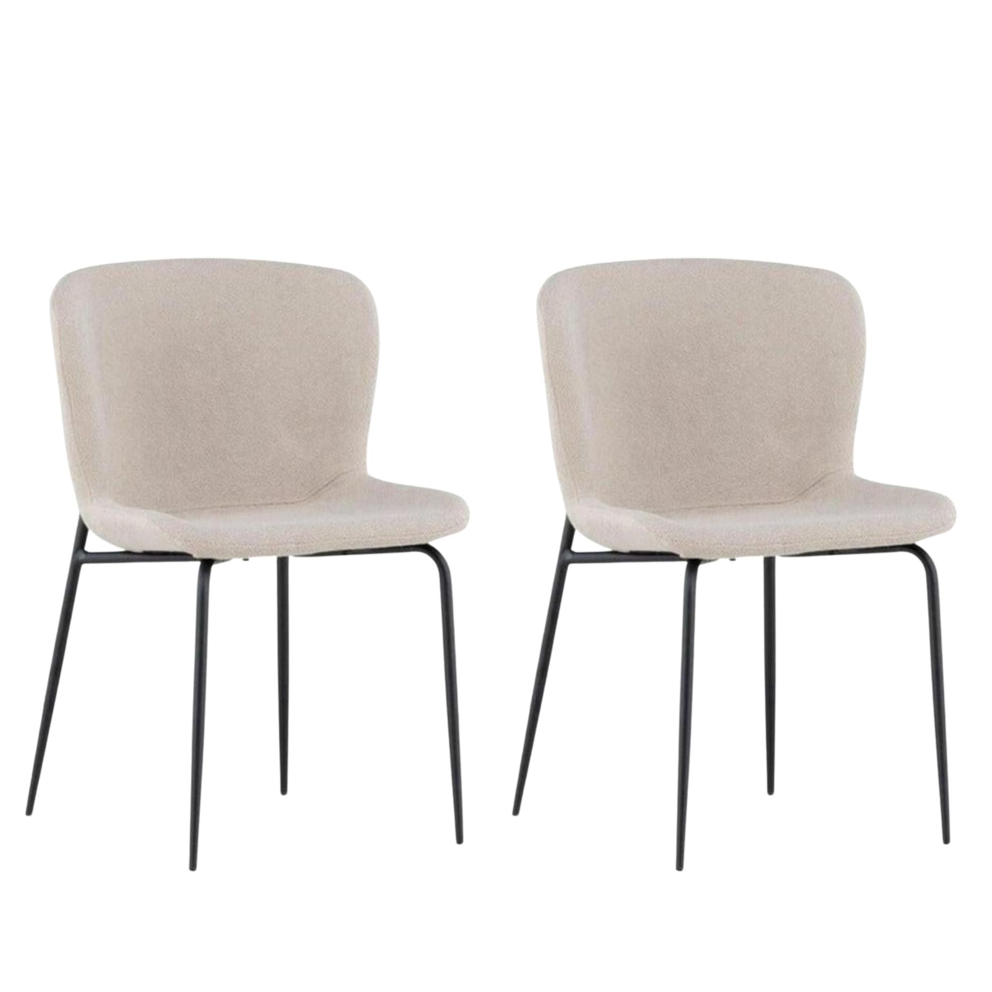 2er-Set Esszimmerstühle Modesto aus Teddy Bouclé - Beige-Polsterstühle-Venture Home-le canapé