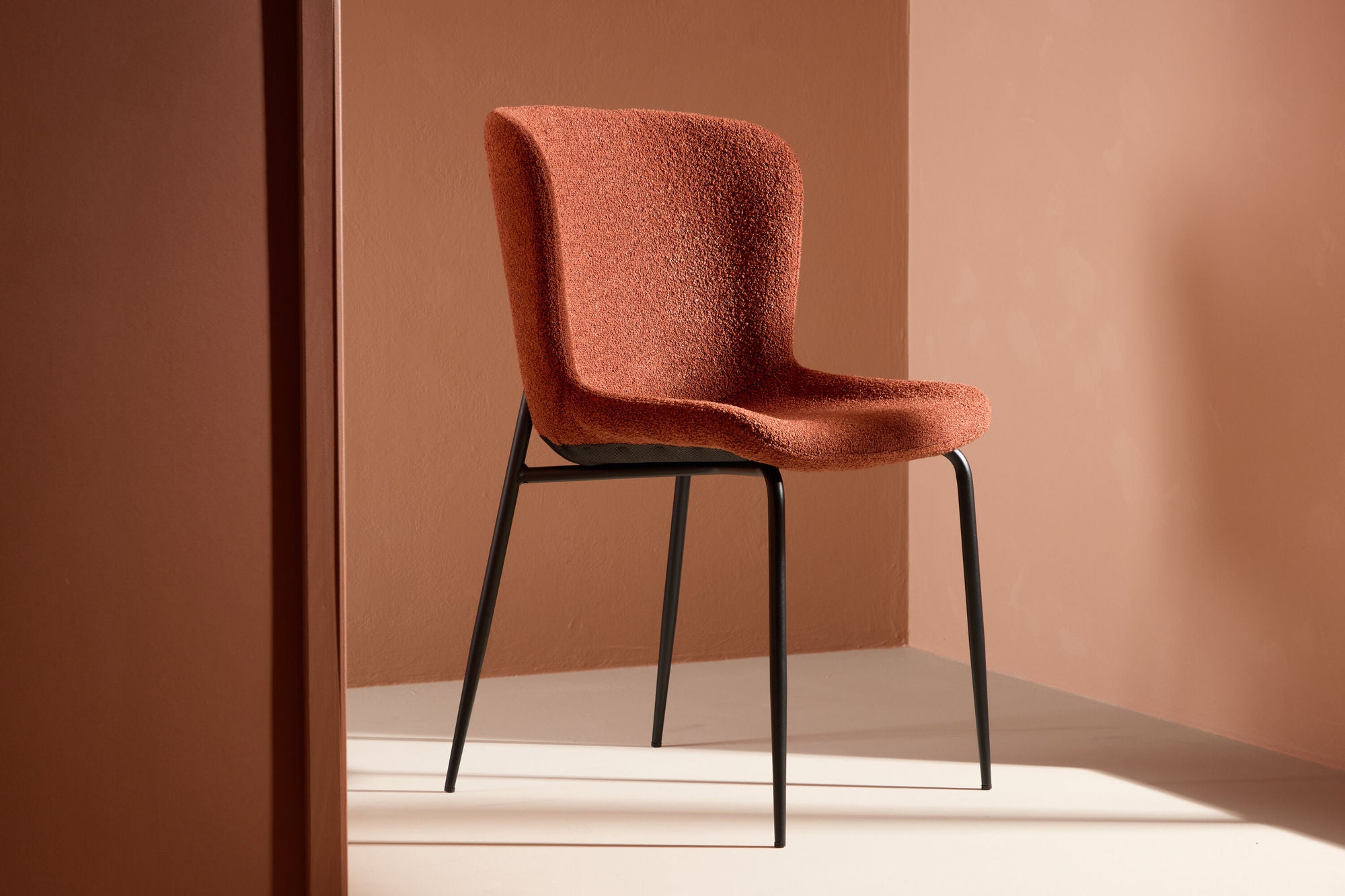 2er-Set Esszimmerstühle Modesto aus Teddy Bouclé - Rot-Polsterstühle-Venture Home-le canapé