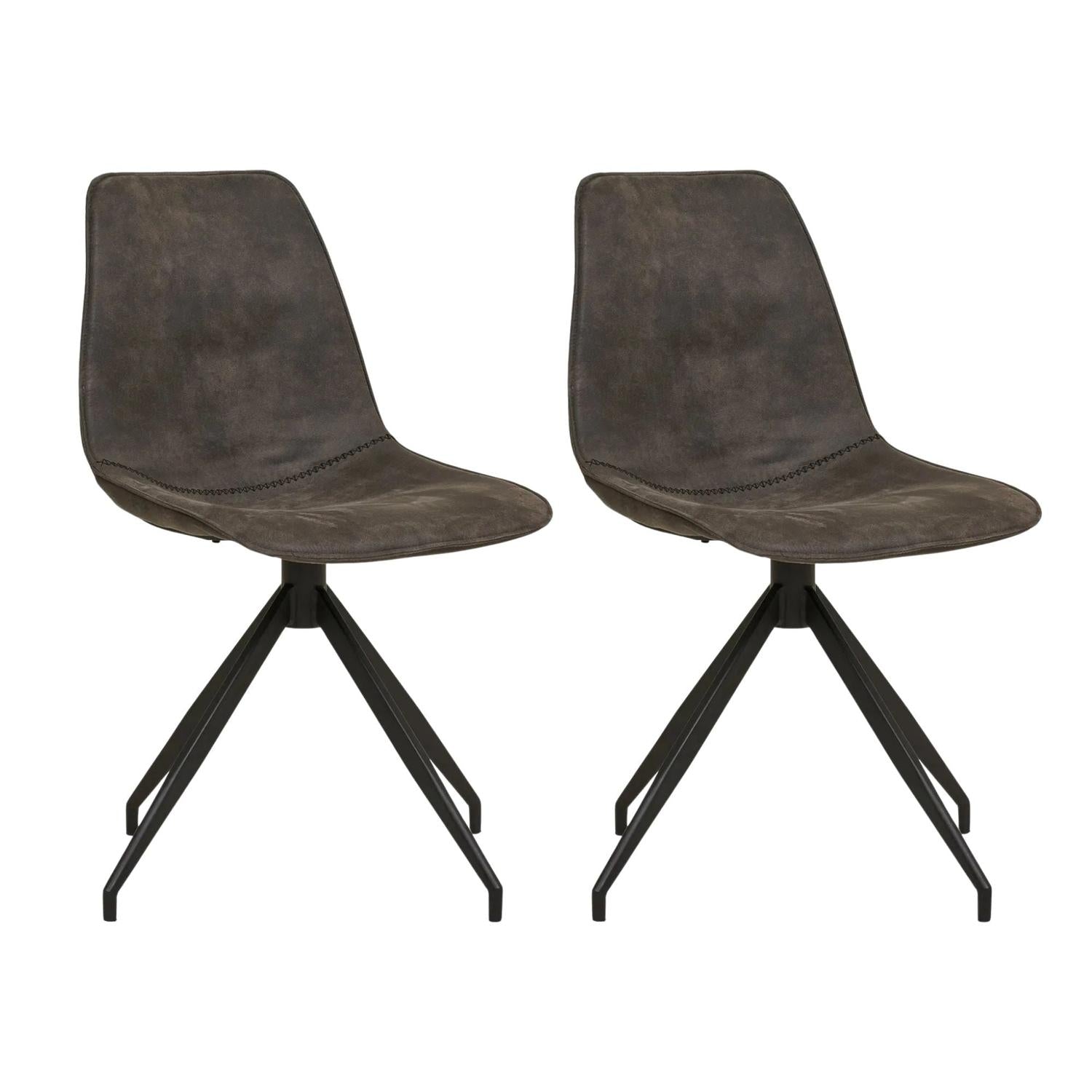 2er-Set Esszimmerstühle Monaco mit Drehfunktion aus Mikrofaser - Grau-Esszimmerstuhl-House Nordic-le canapé