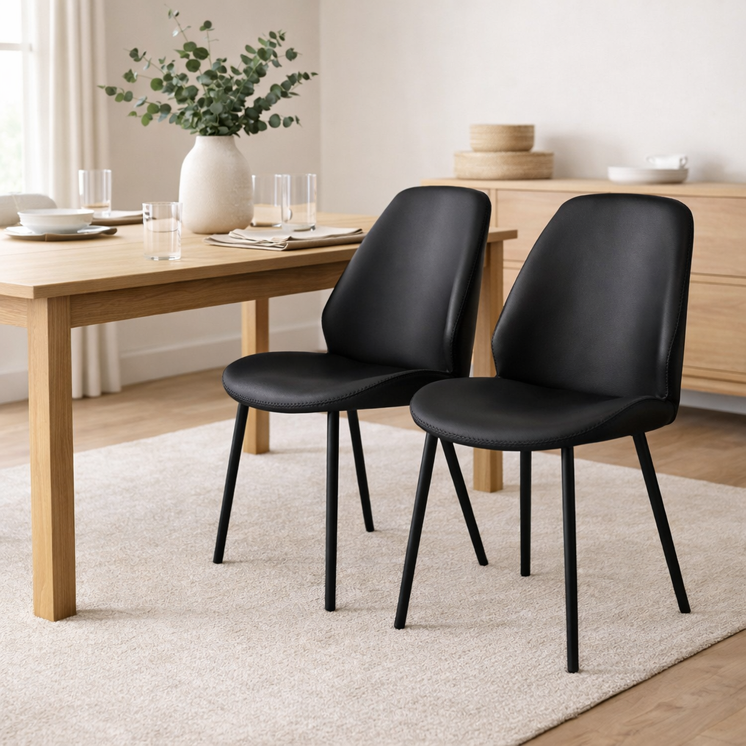 2er-Set Esszimmerstühle Monte Carlo aus Kunstleder - Schwarz-Esszimmerstuhl-House Nordic-le canapé